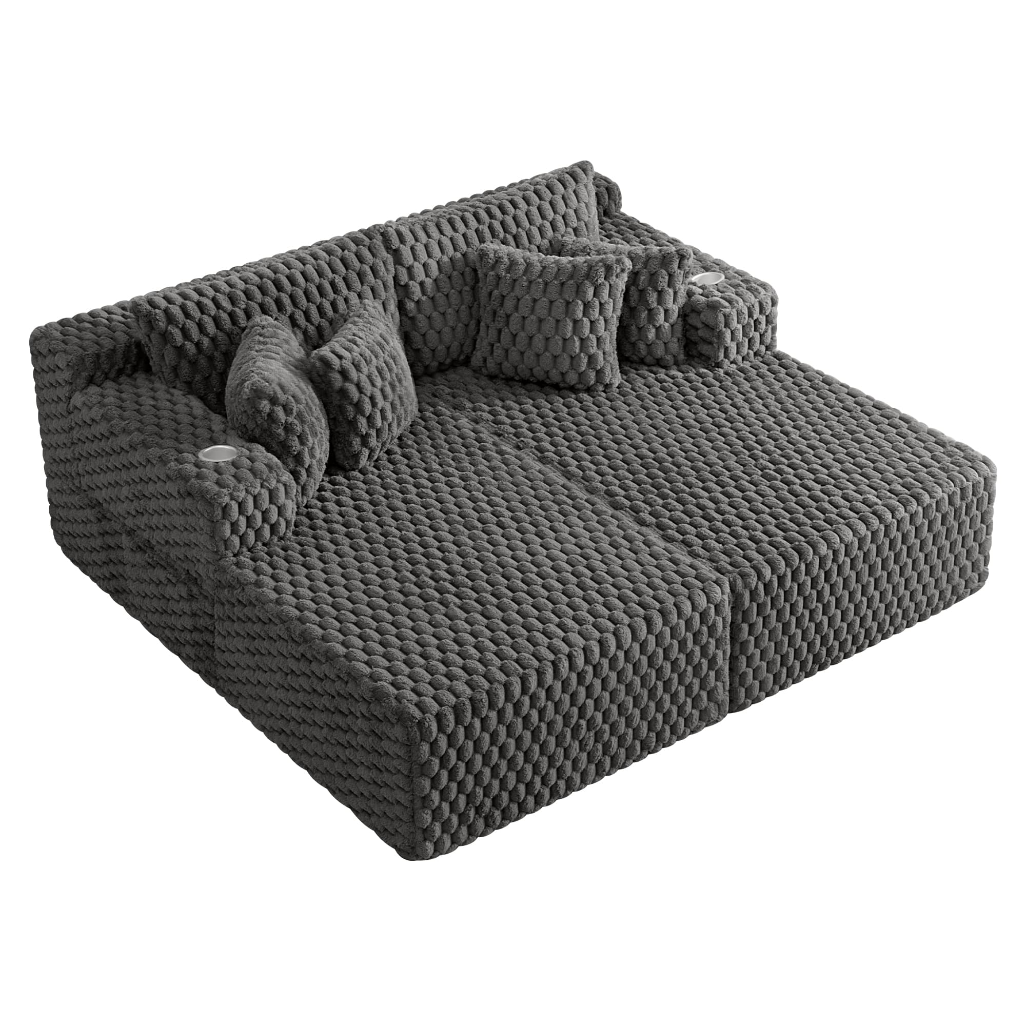 74.8" Oversize Corduroy Double Lounge Chaise Sofa Bed - Image 18