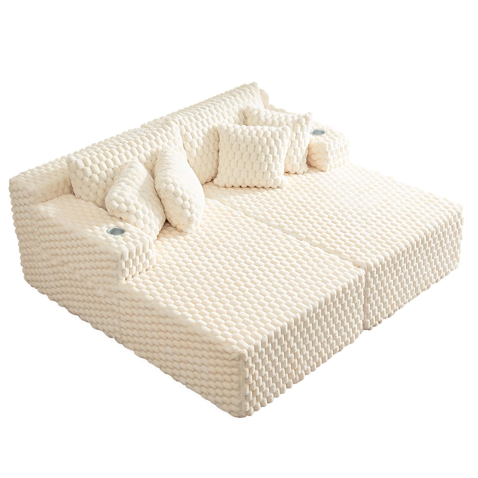 74.8" Oversize Corduroy Double Lounge Chaise Sofa Bed - Image 19