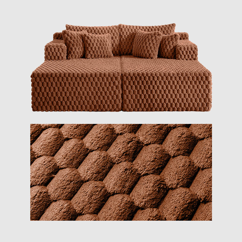 74.8" Oversize Corduroy Double Lounge Chaise Sofa Bed - Image 25