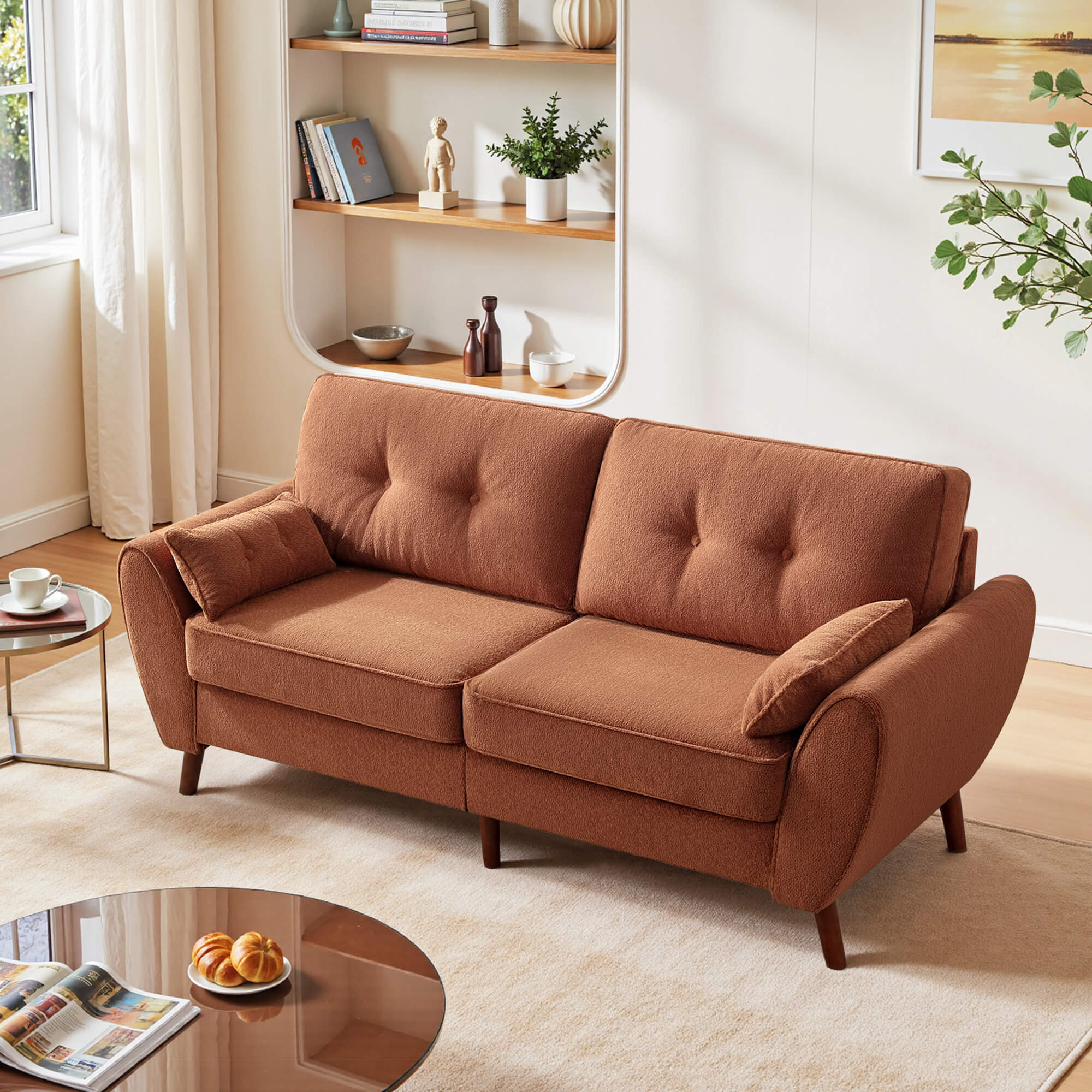 75.5" Wide Modern Loveseat Sofa with Solid Wood Legs - Image 3