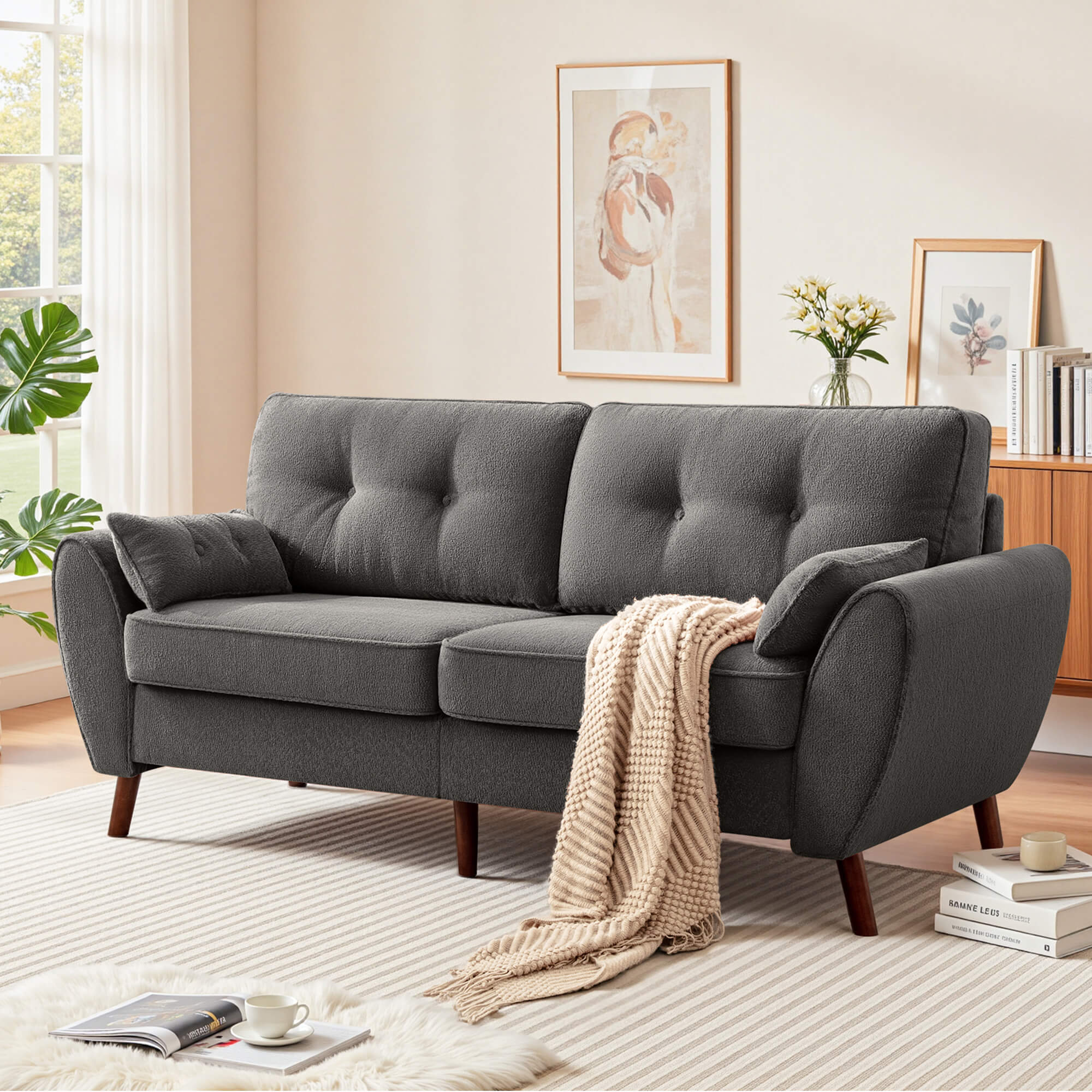 75.5" Wide Modern Loveseat Sofa with Solid Wood Legs - Image 4