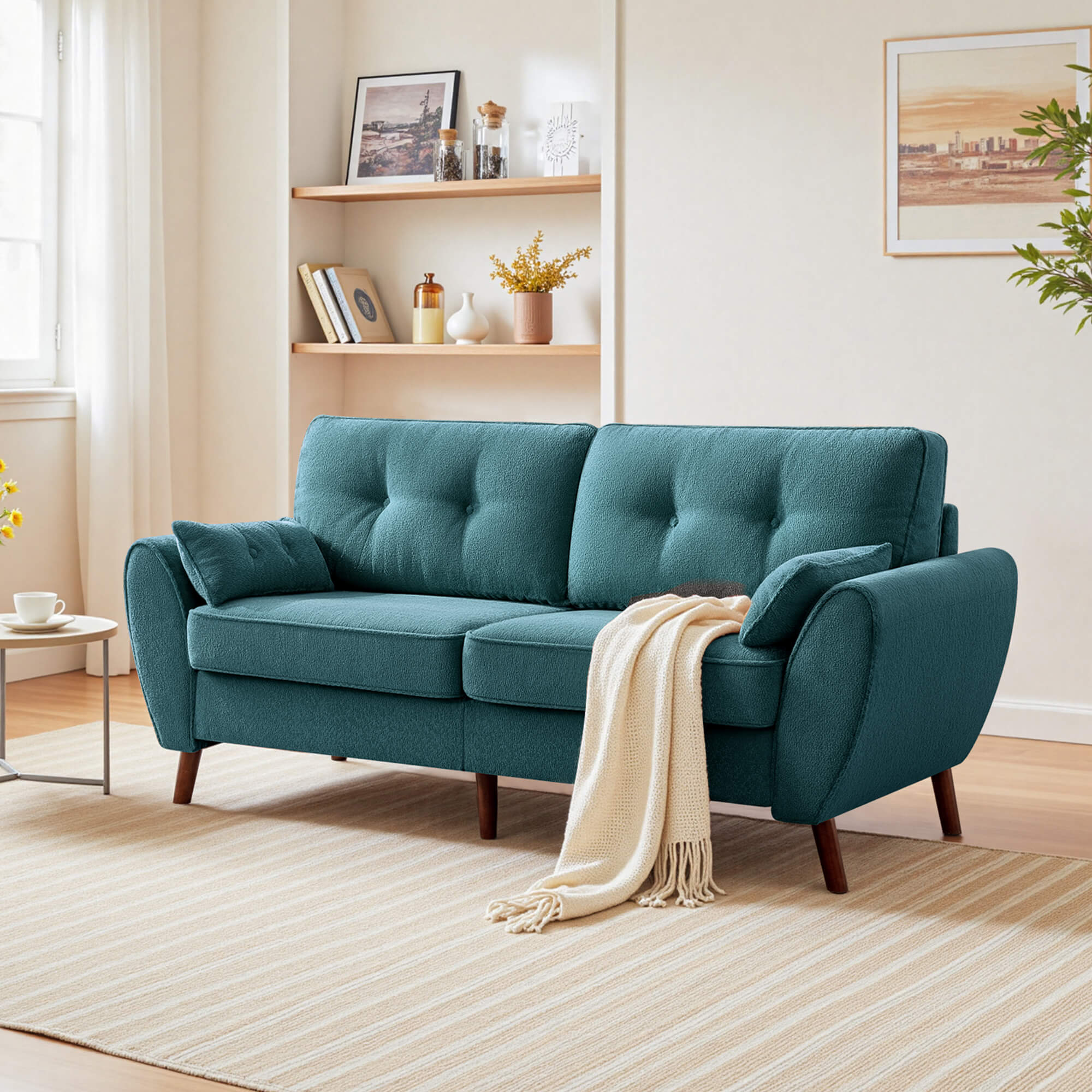 75.5" Wide Modern Loveseat Sofa with Solid Wood Legs - Image 5