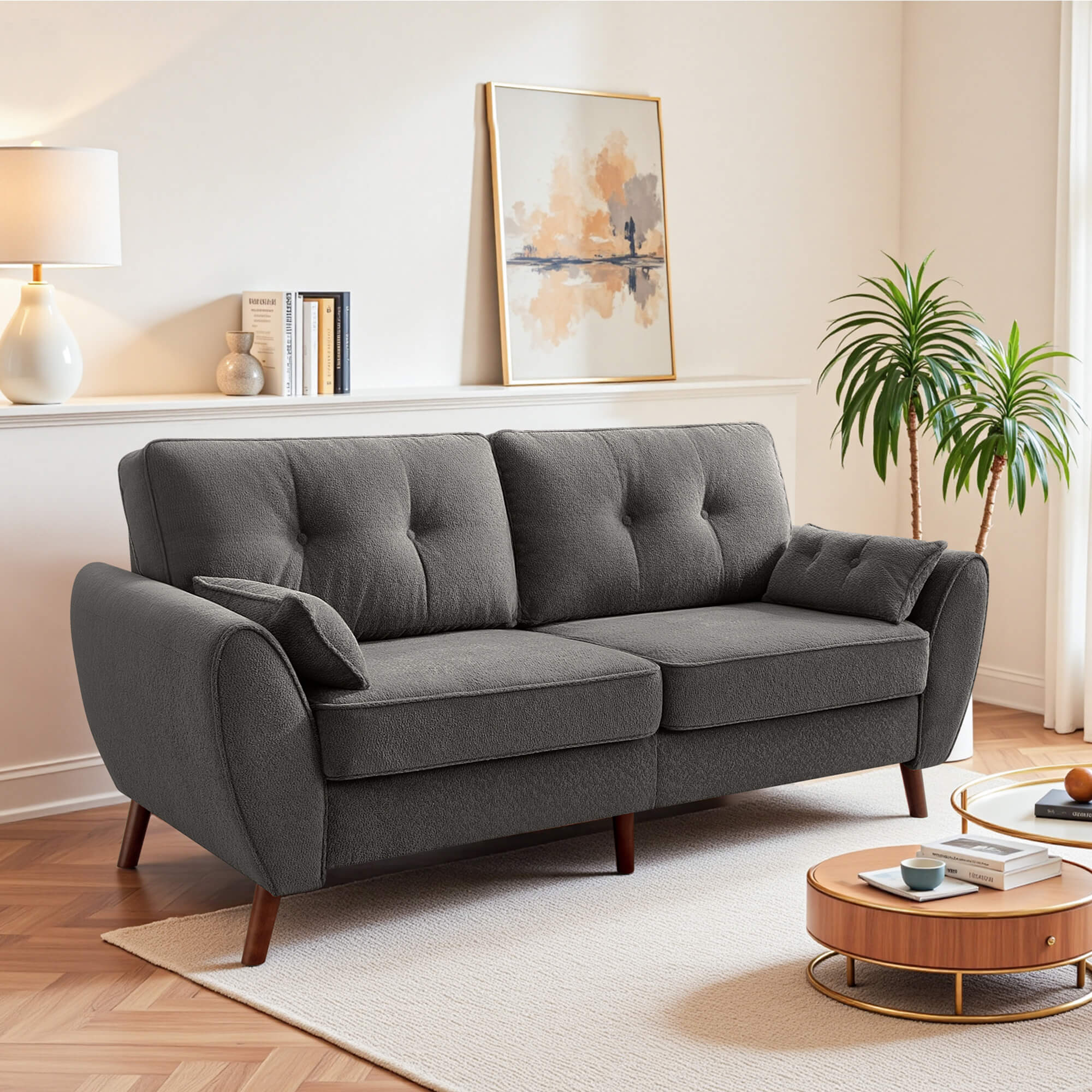 75.5" Wide Modern Loveseat Sofa with Solid Wood Legs - Image 7