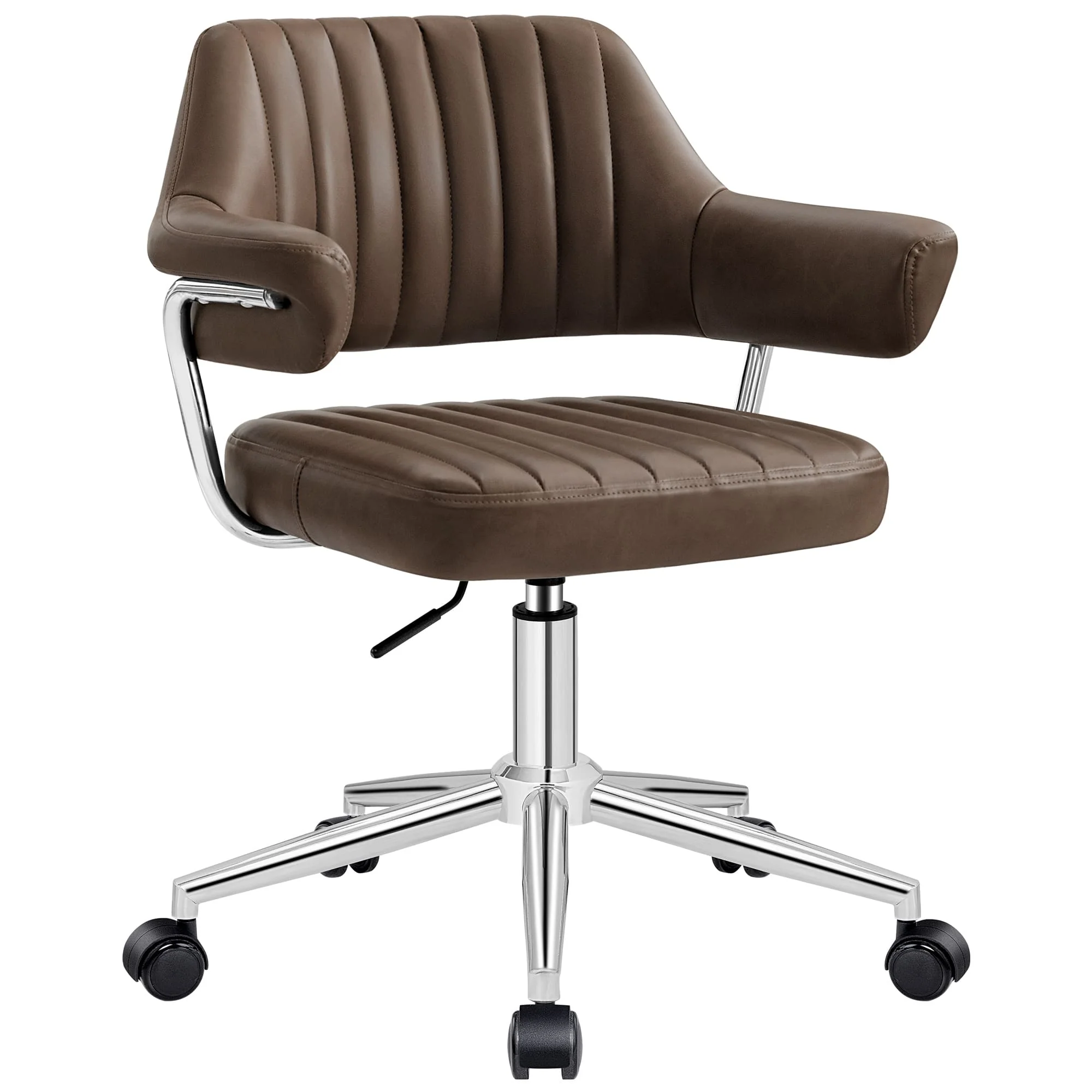 Adjustable PU Leather Swivel Vanity Chair with Arms - Image 10