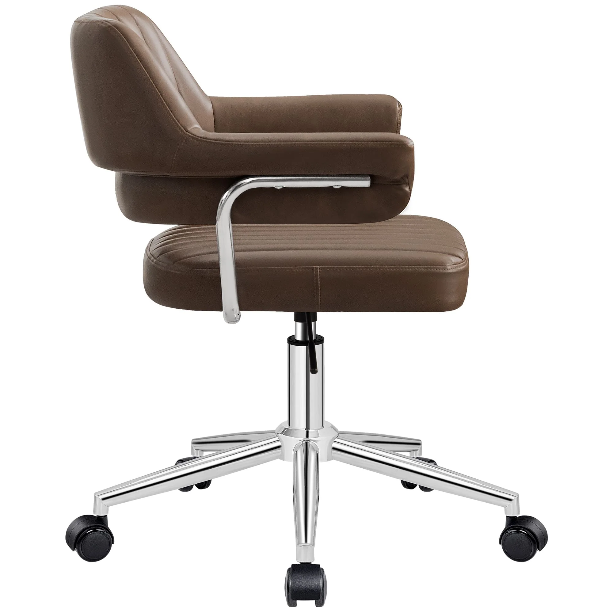 Adjustable PU Leather Swivel Vanity Chair with Arms - Image 16