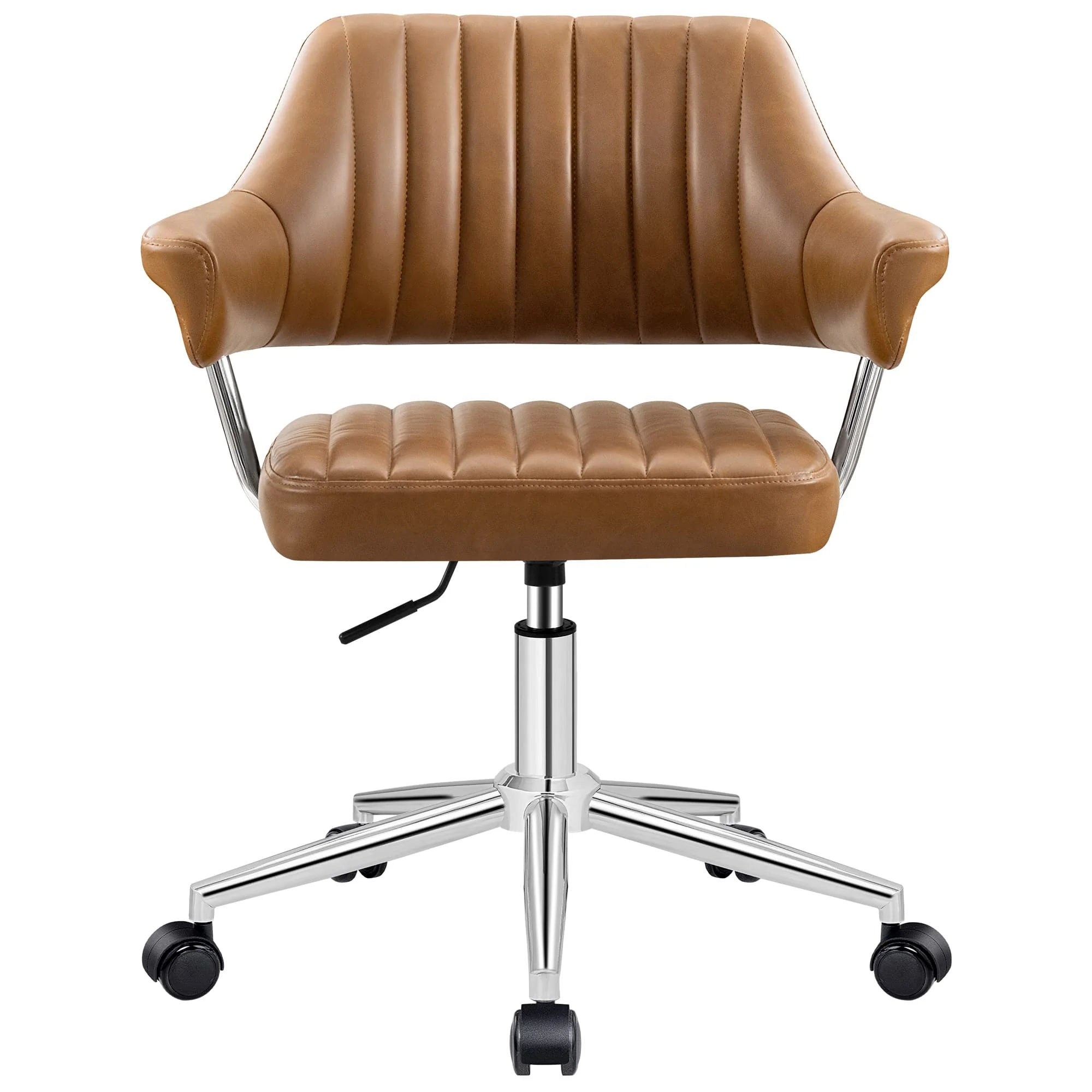 Adjustable PU Leather Swivel Vanity Chair with Arms - Image 4