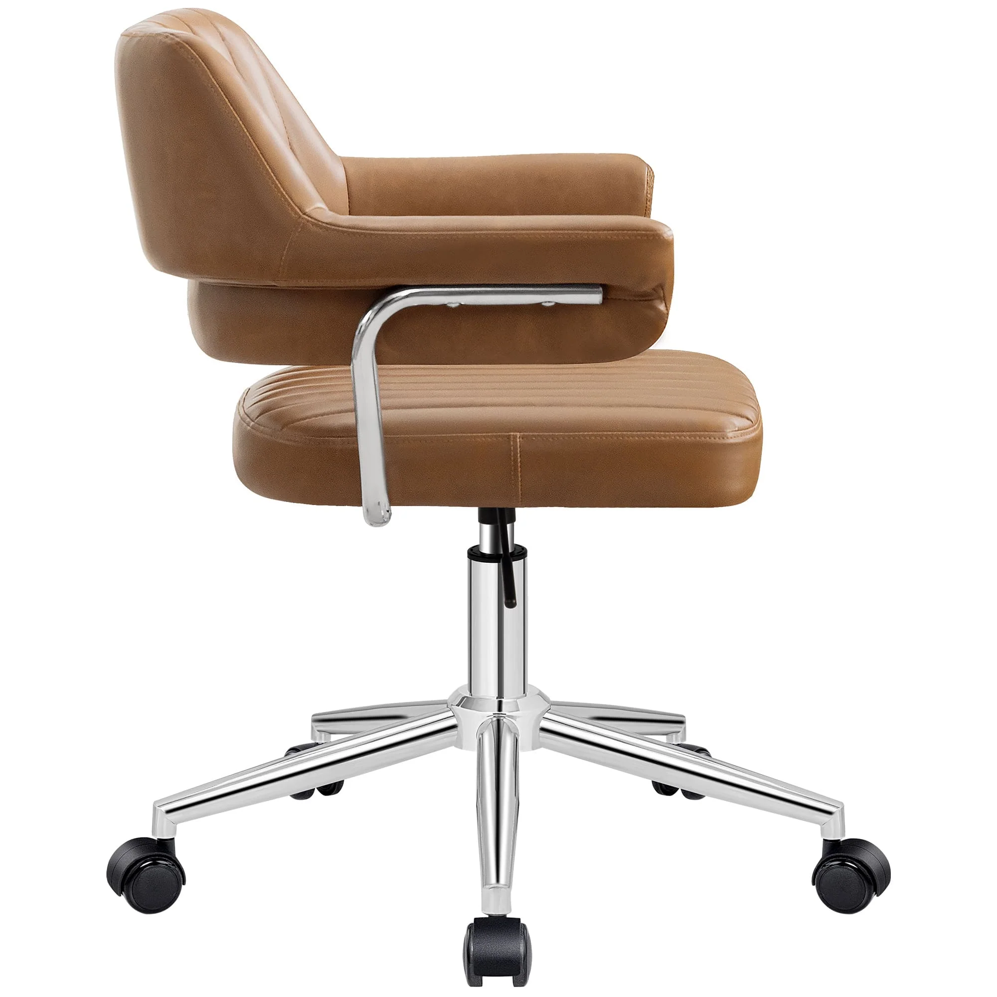 Adjustable PU Leather Swivel Vanity Chair with Arms - Image 6