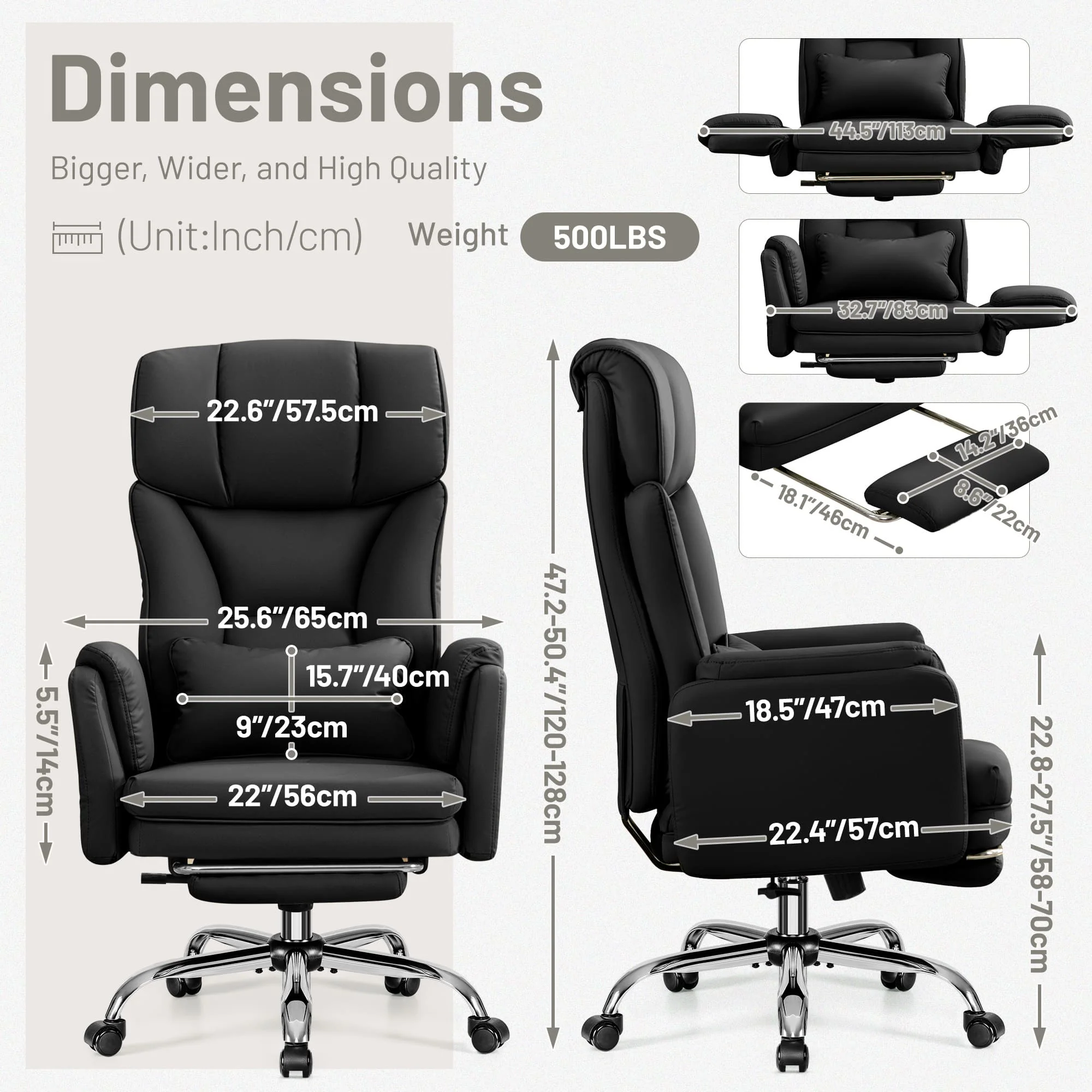 Big and Tall Executive Office Chair with Ergonomic Lumbar Support 6088 - Image 6