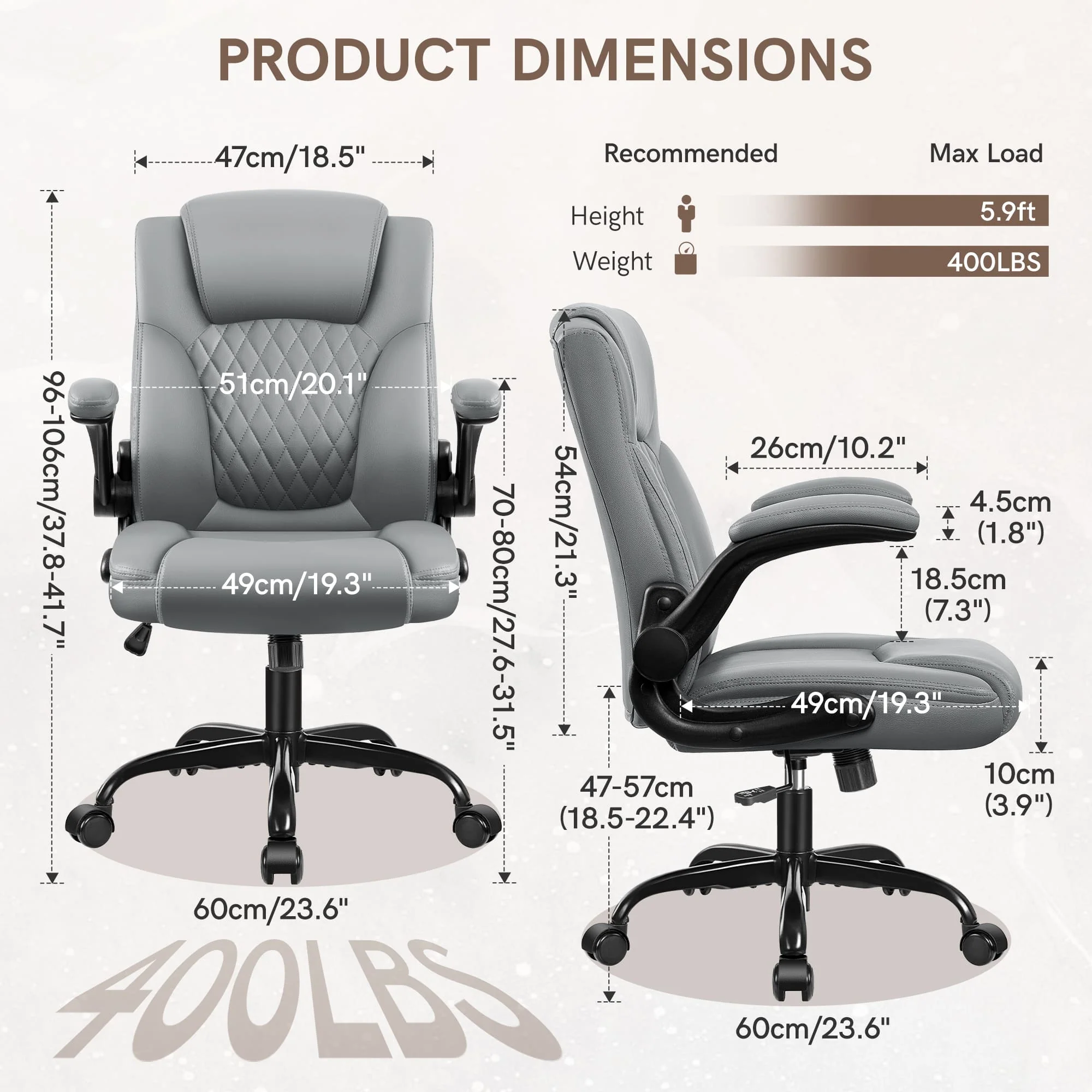 Big and Tall Leather Executive Back Support Office Chair 245 - Image 7