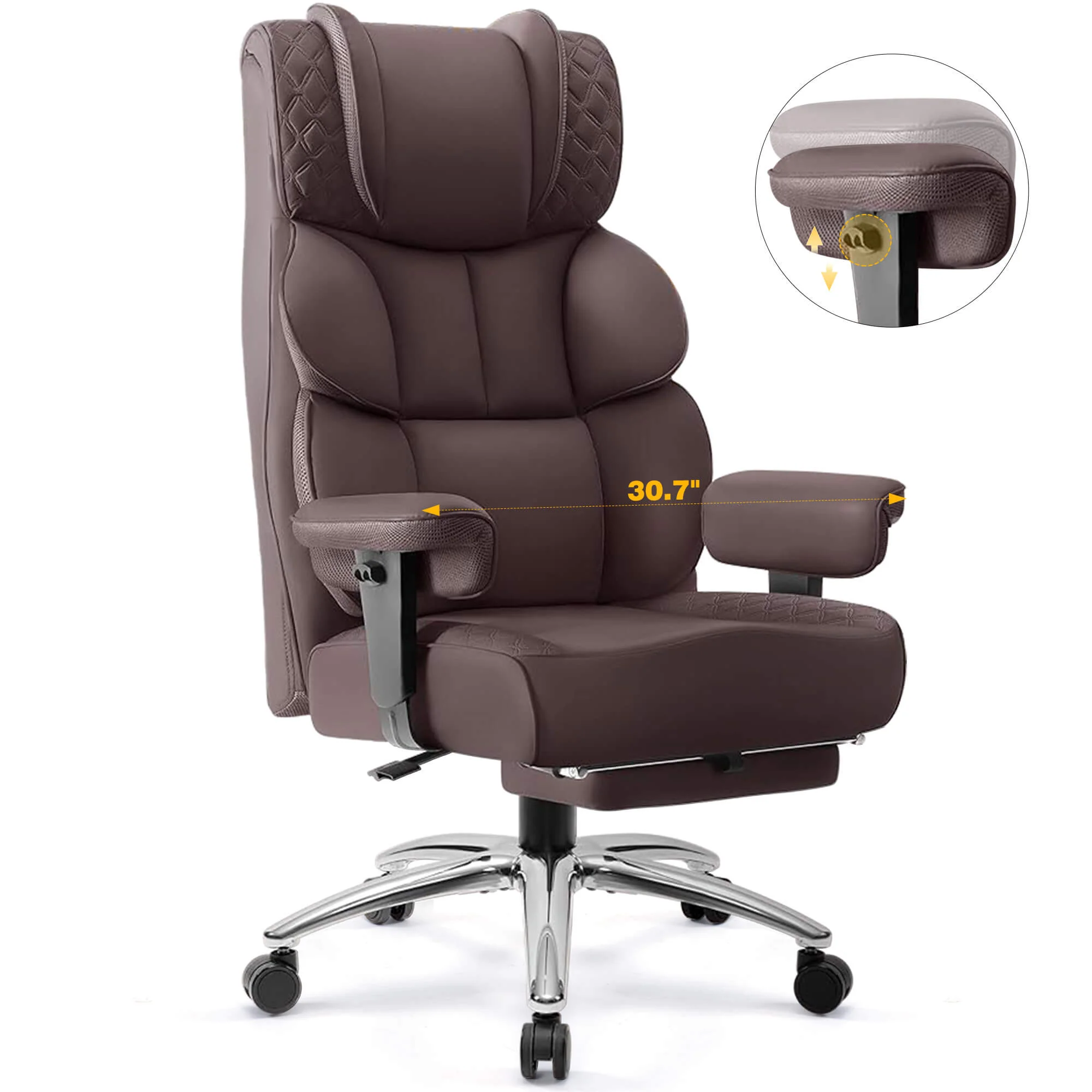 Big and Tall Leather Executive Back Support Office Chair - Image 26