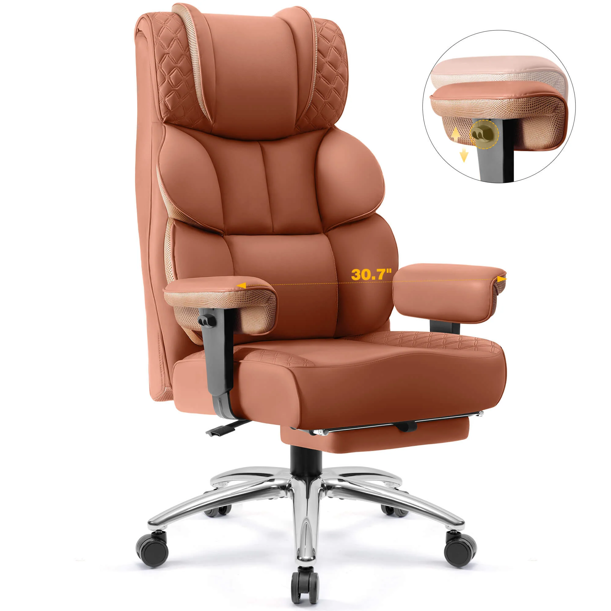 Big and Tall Leather Executive Back Support Office Chair - Image 28