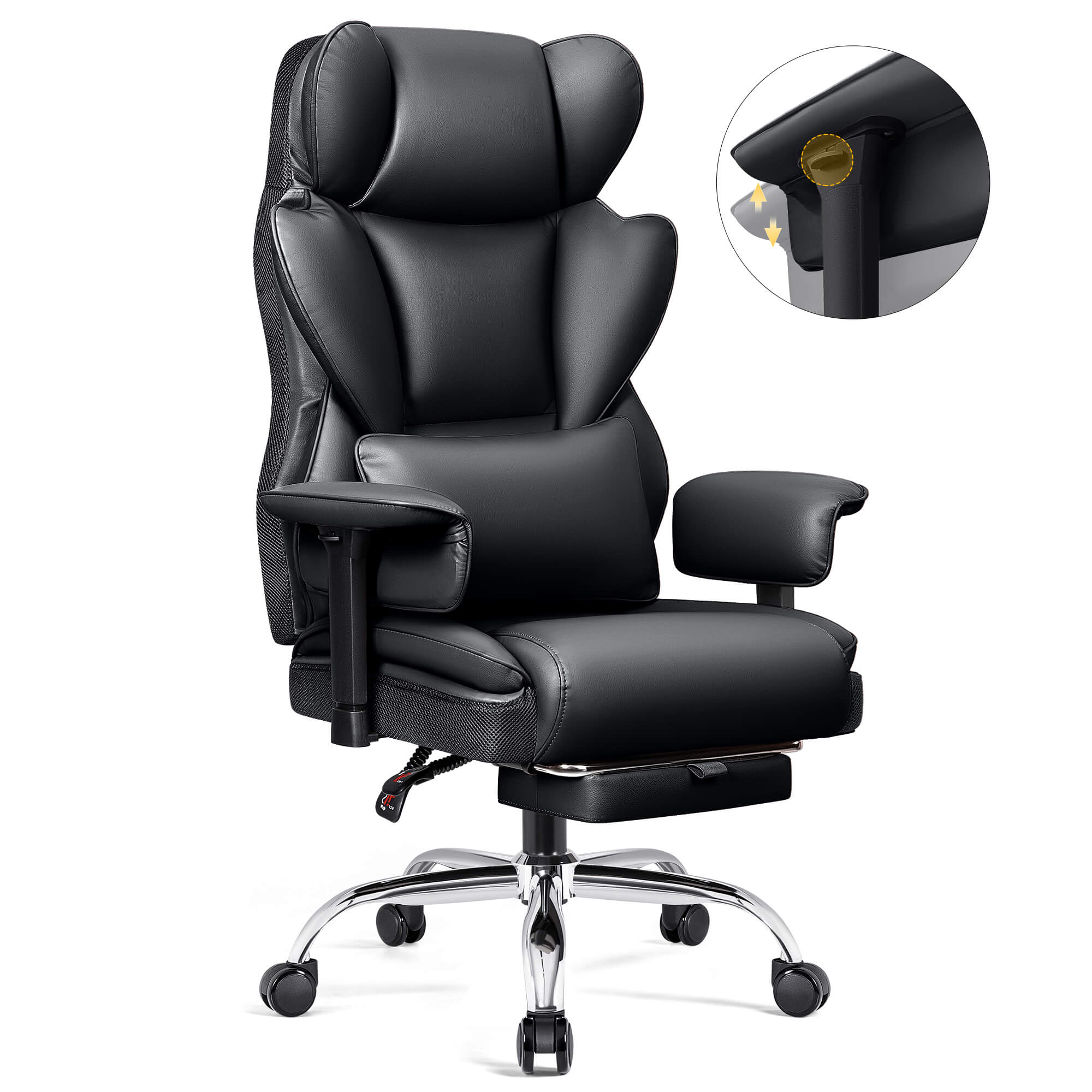 Big and Tall Leather Executive Back Support Office Chair - Image 30