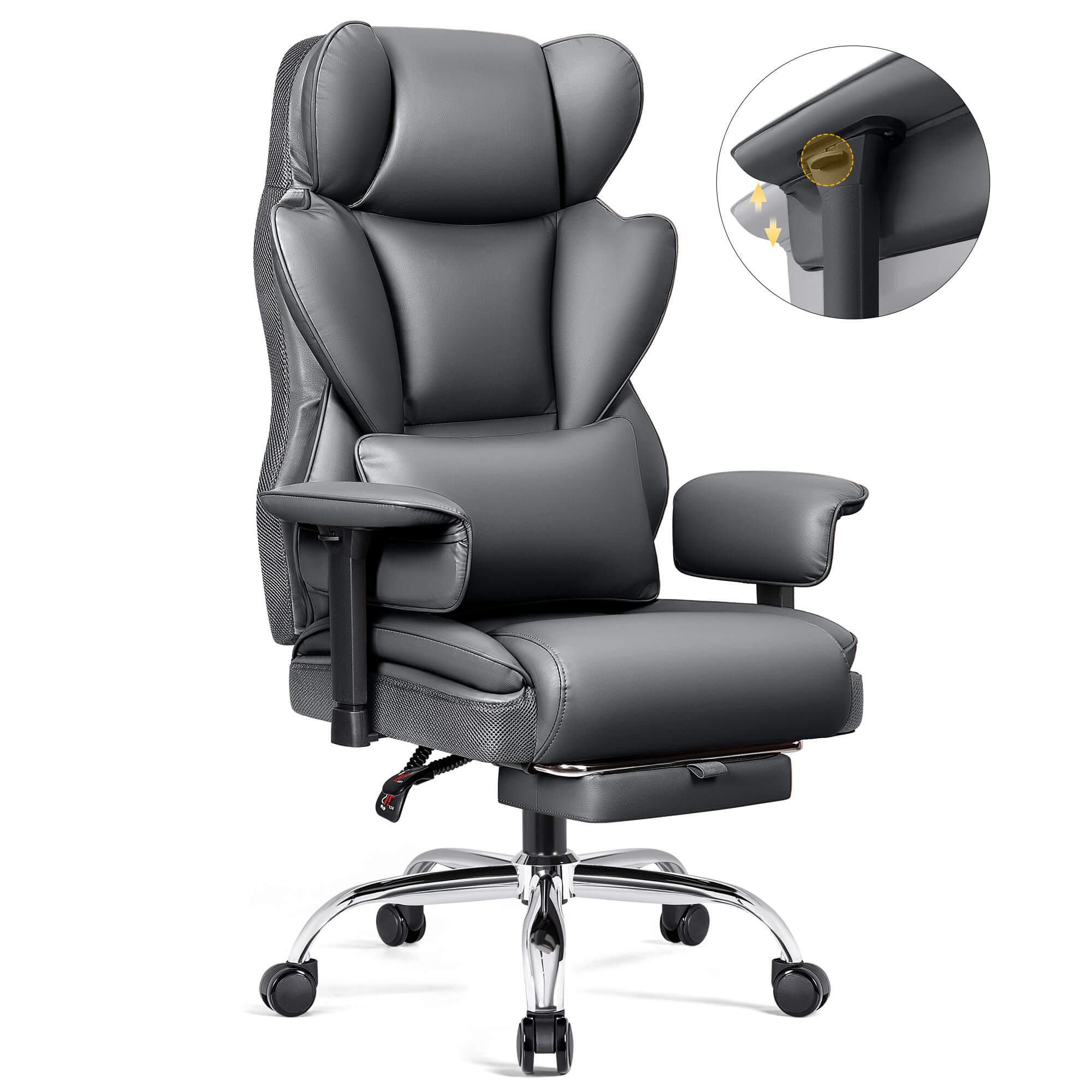 Big and Tall Leather Executive Back Support Office Chair - Image 32