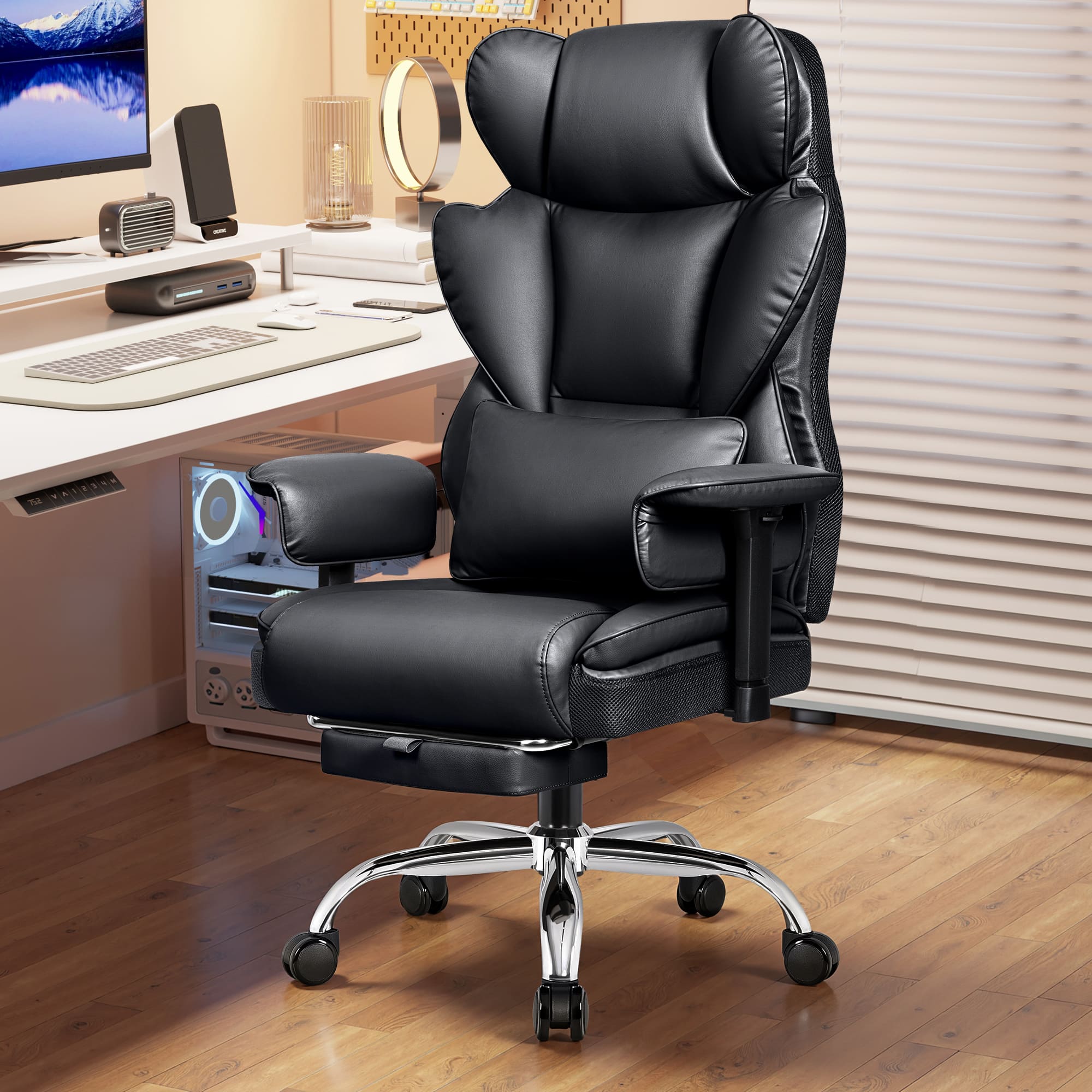 Big and Tall Leather Executive Back Support Office Chair - Image 4