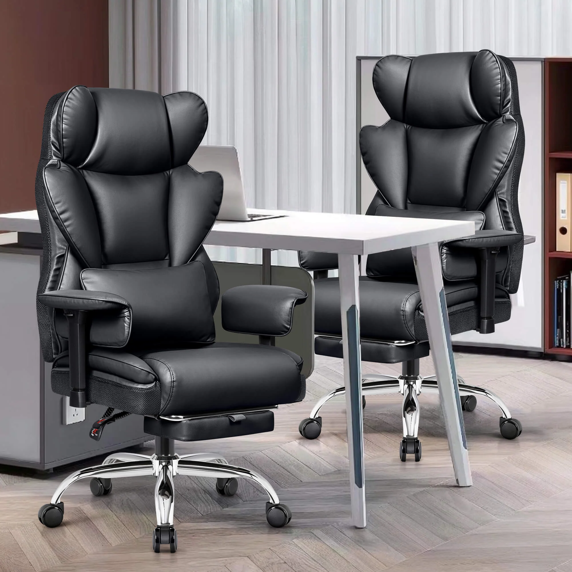 Big and Tall Leather Executive Back Support Office Chair - Image 6