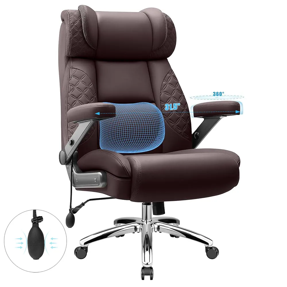 Big and Tall Leather Executive Back Support Office Chair - Image 35