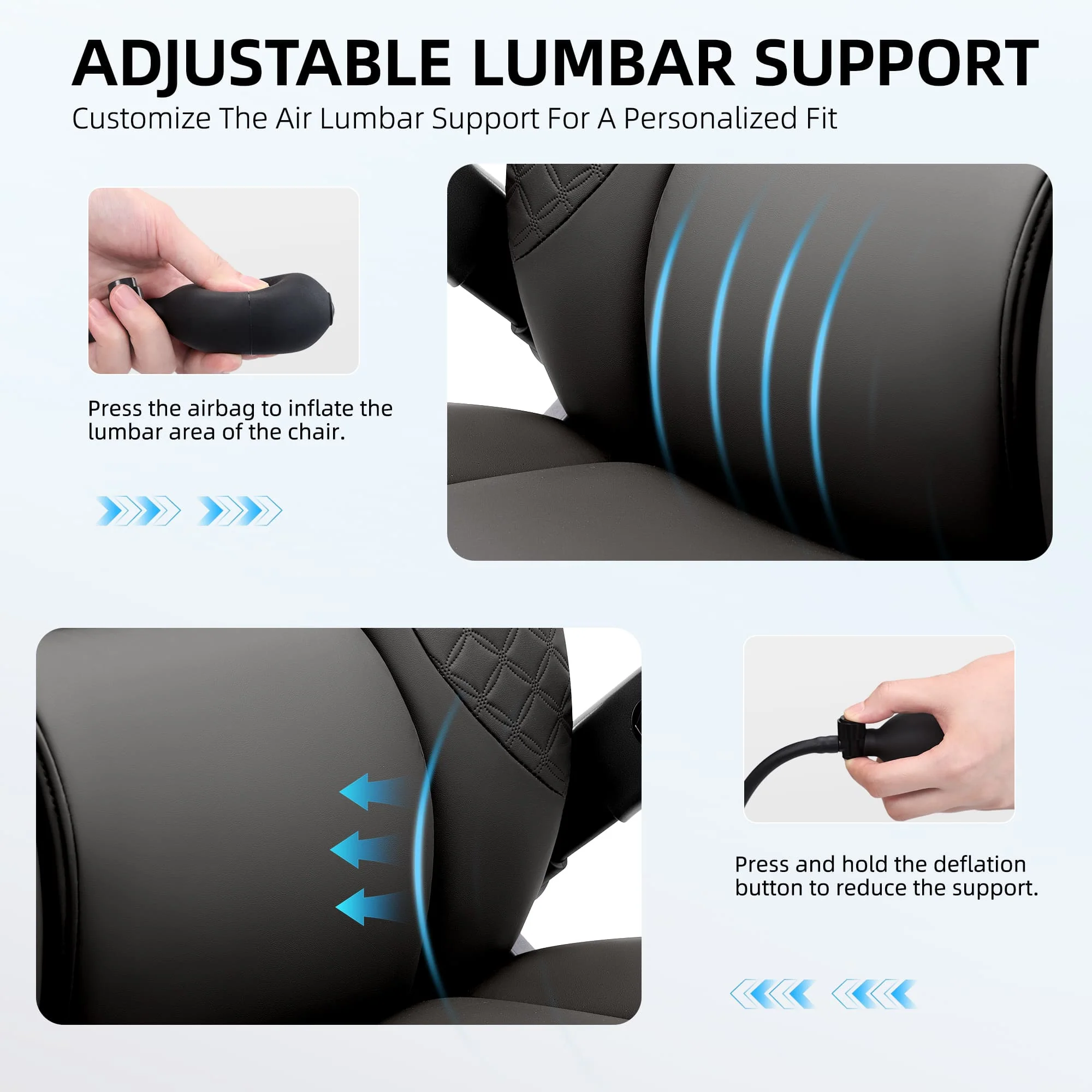 Big and Tall Leather Executive Office Chair with Built-In Airbag Lumbar Support and 360° Adjustable Armrests - Image 4