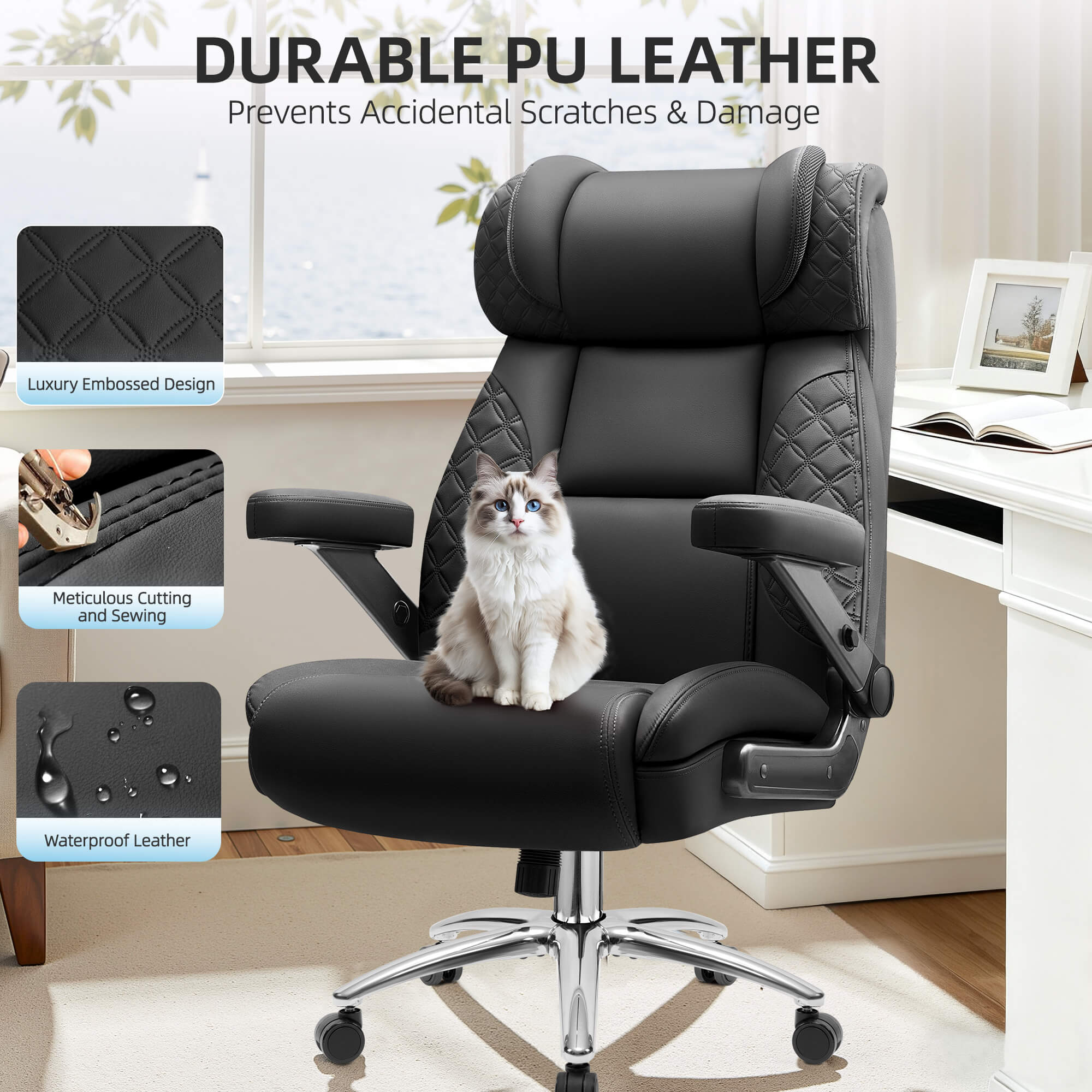 Widened Big and Tall Leather Executive Back Support Office Chair 309 - Image 35