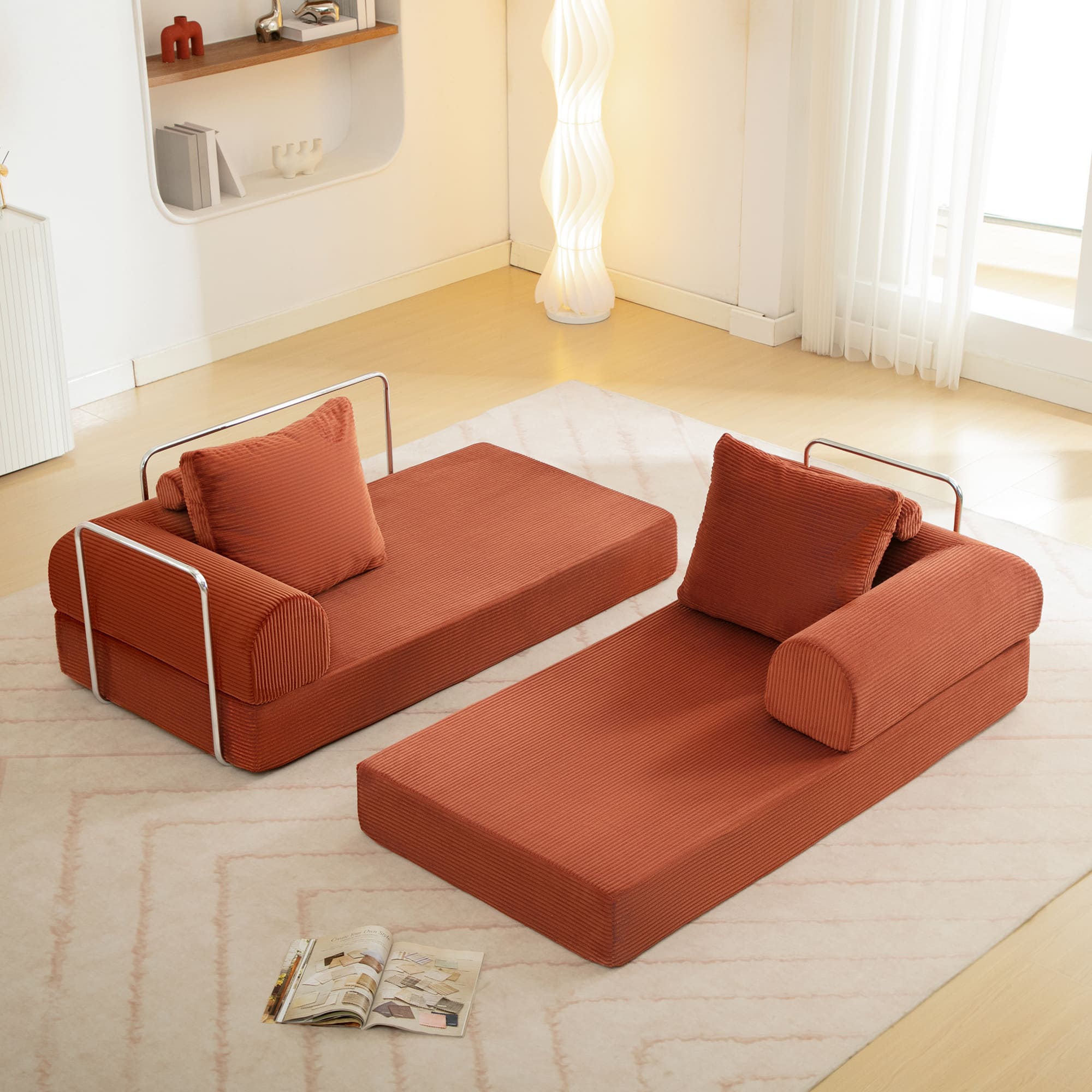 6-in-1 Combination Sponge Floor Sofa with Two Big Pillows - Image 3