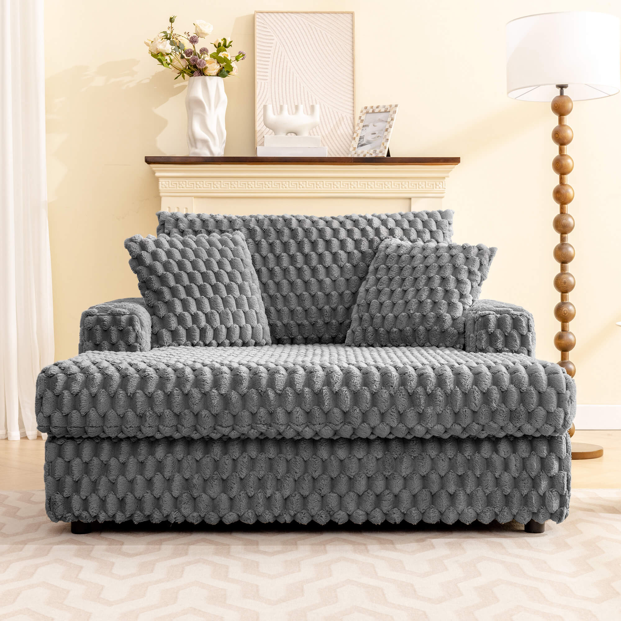 Comfy Cloud Fur Upholstered Sleeper Sofa - Image 4