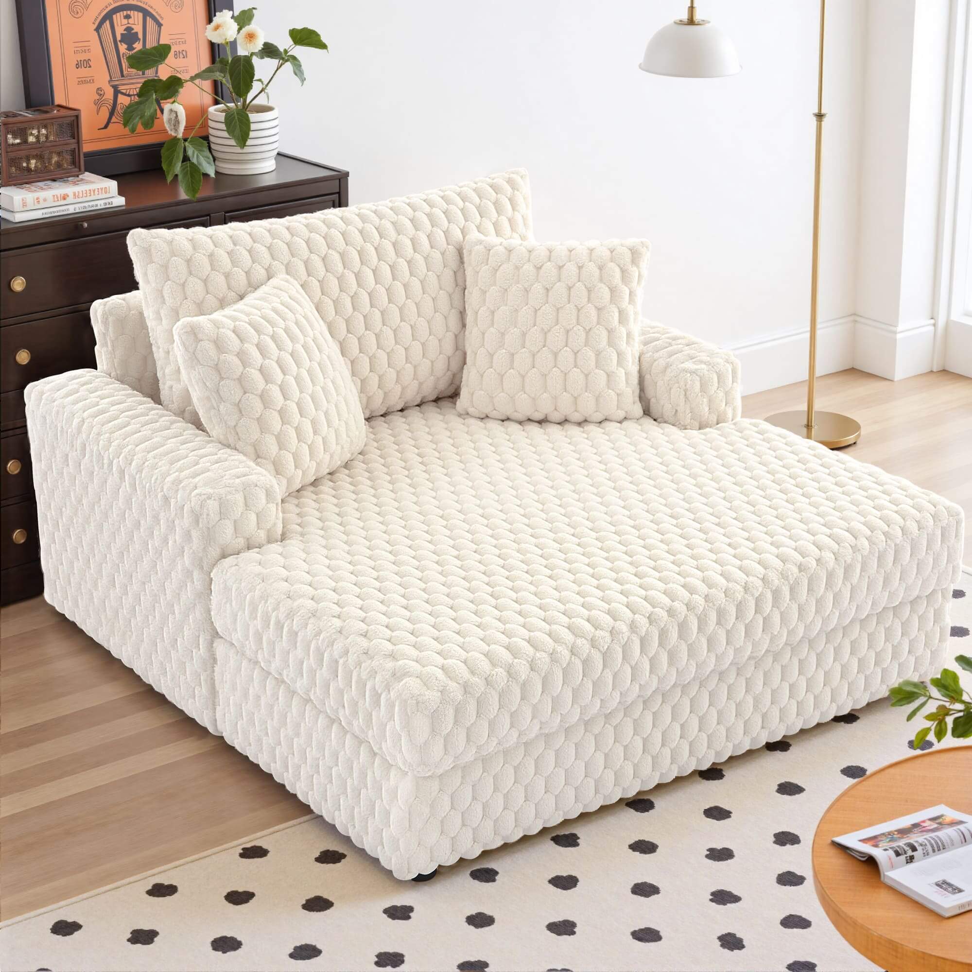 Comfy Cloud Fur Upholstered Sleeper Sofa - Image 6
