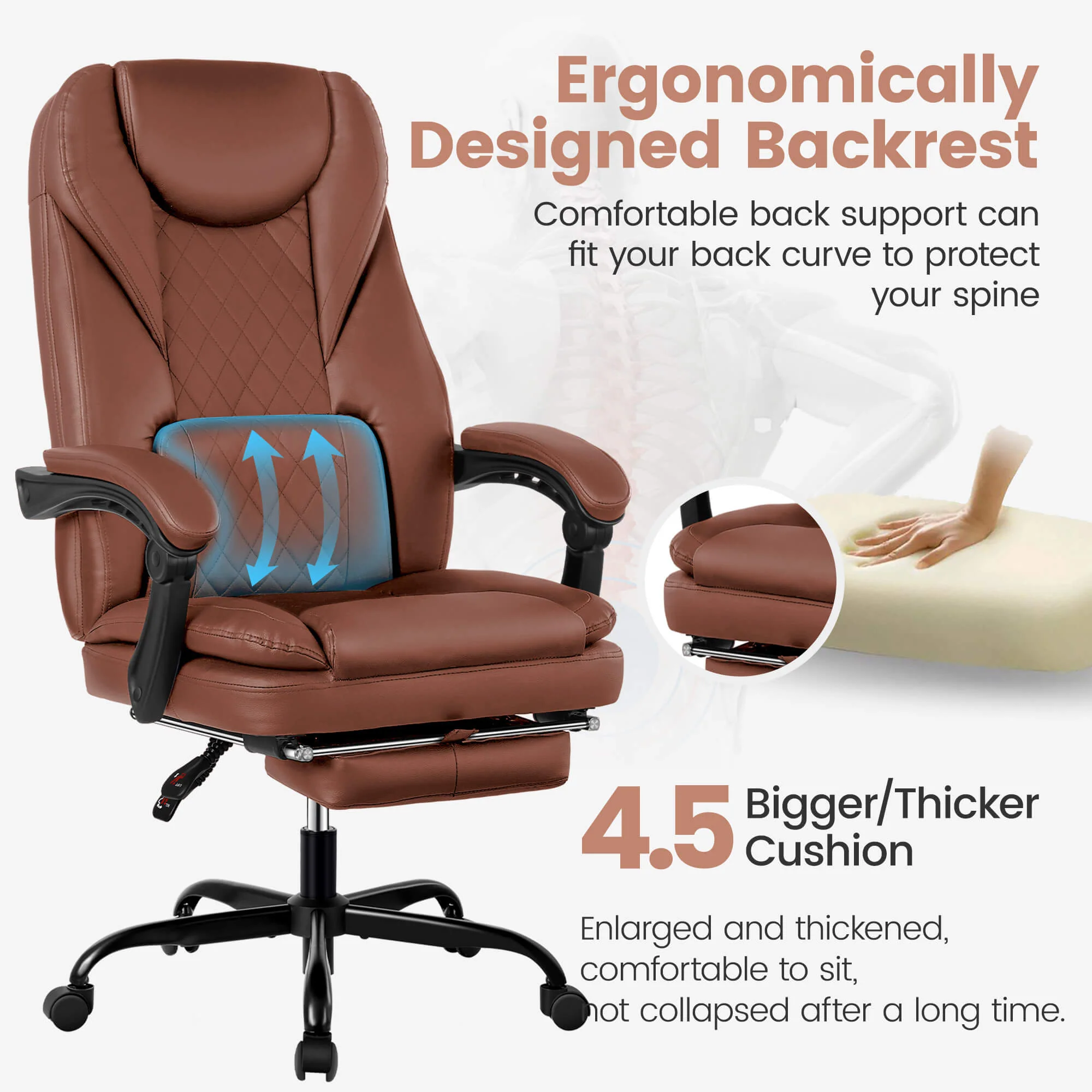 Ergonomic Executive Office Chair with Footrest & Lumbar Support SDA003 - Image 3