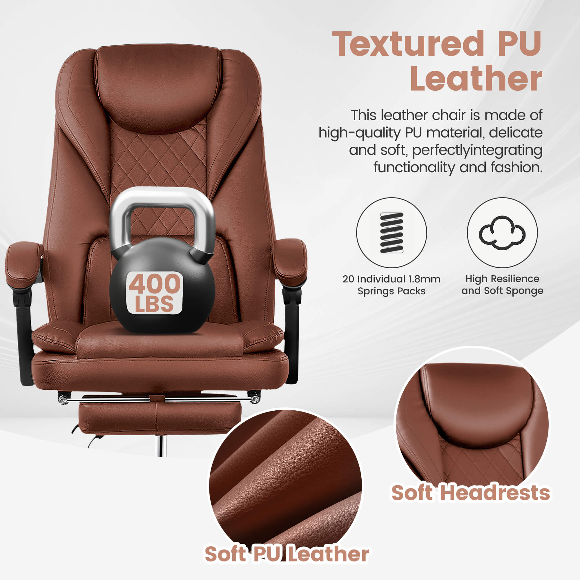 Ergonomic Executive Office Chair with Footrest & Lumbar Support SDA003 - Image 4