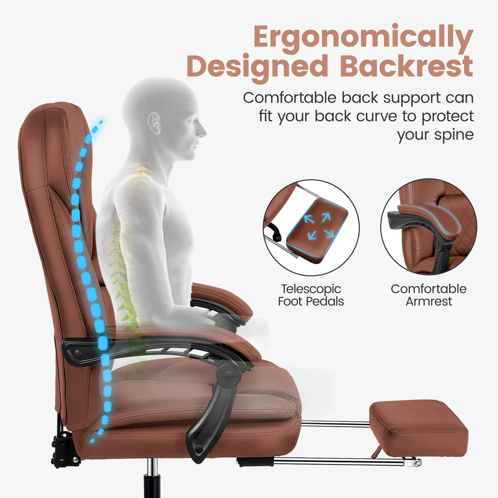 Ergonomic Executive Office Chair with Footrest & Lumbar Support SDA003 - Image 5