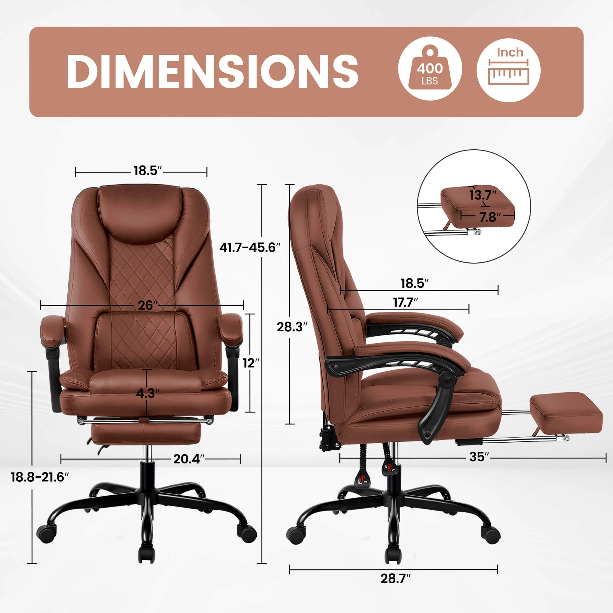 Ergonomic Executive Office Chair with Footrest & Lumbar Support SDA003 - Image 9