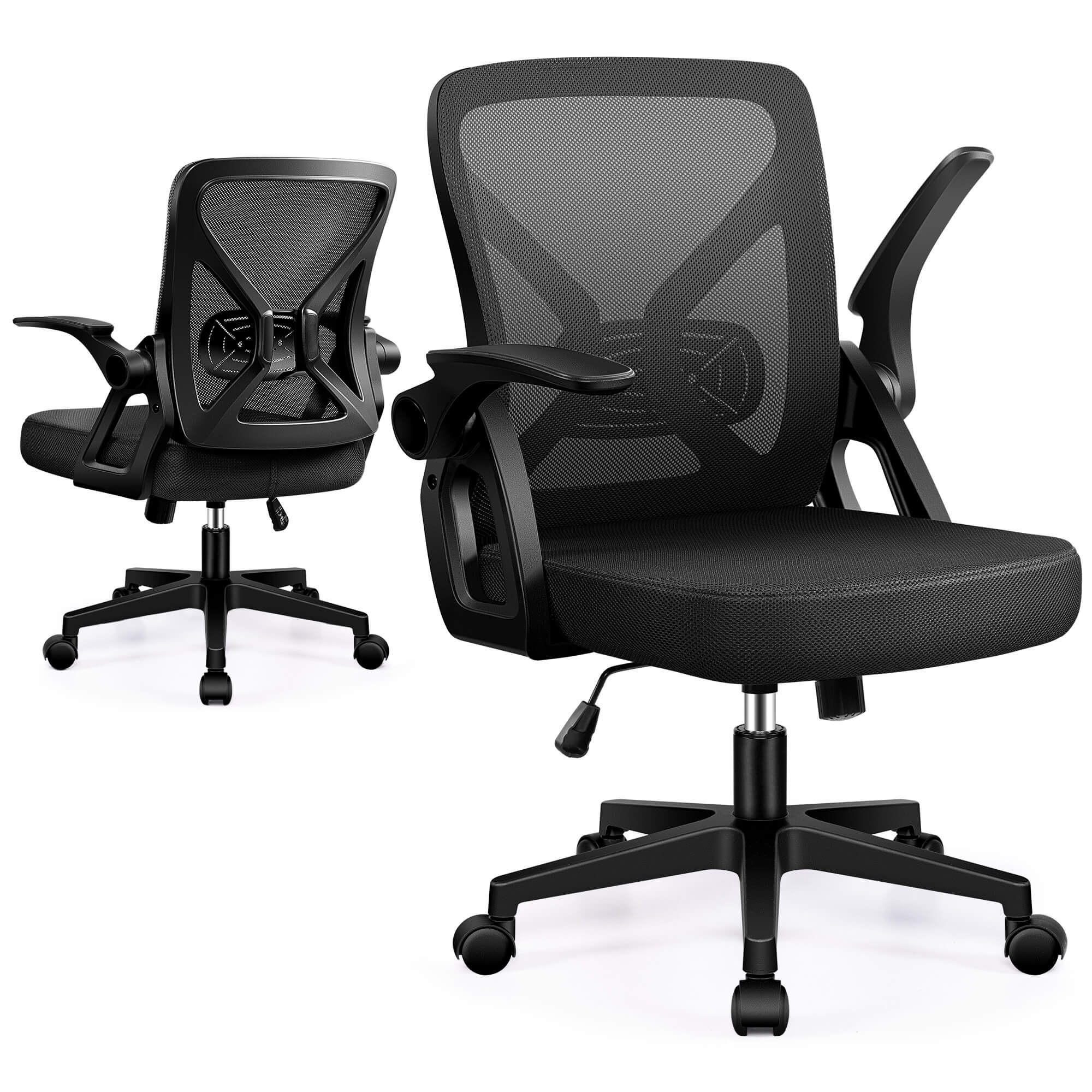Ergonomic Office Chair with Adjustable Lumbar Support Flip-up Armrests 24-3 - Image 11