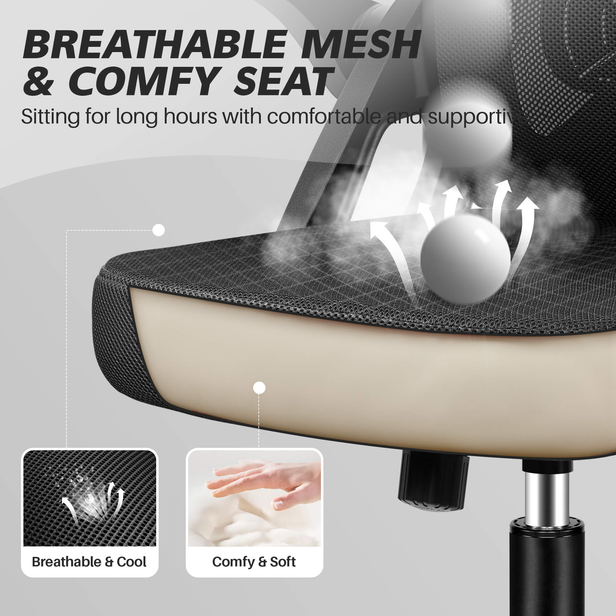 Ergonomic Office Chair with Adjustable Lumbar Support Flip-up Armrests 24-3 - Image 5