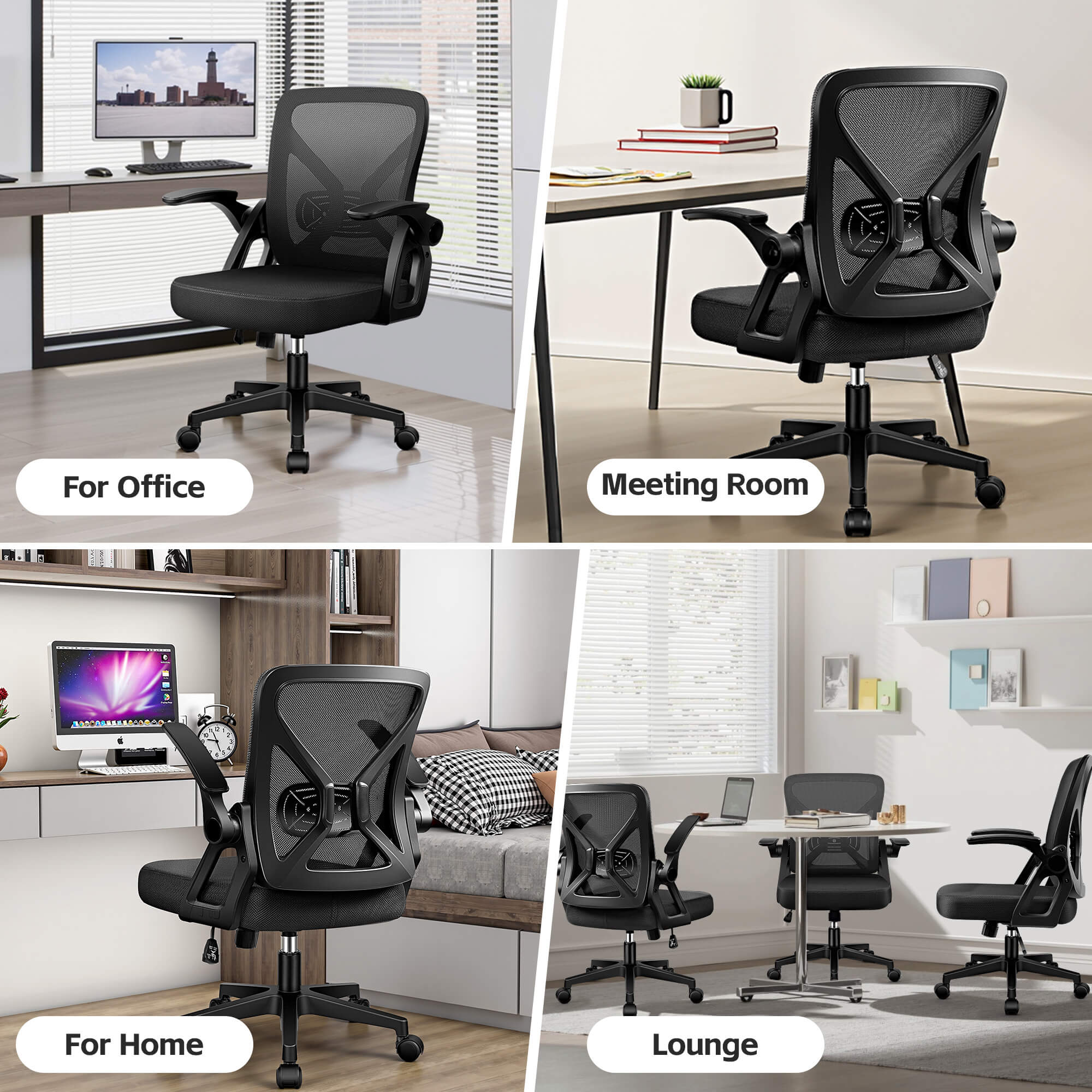 Ergonomic Office Chair with Adjustable Lumbar Support Flip-up Armrests 24-3 - Image 7