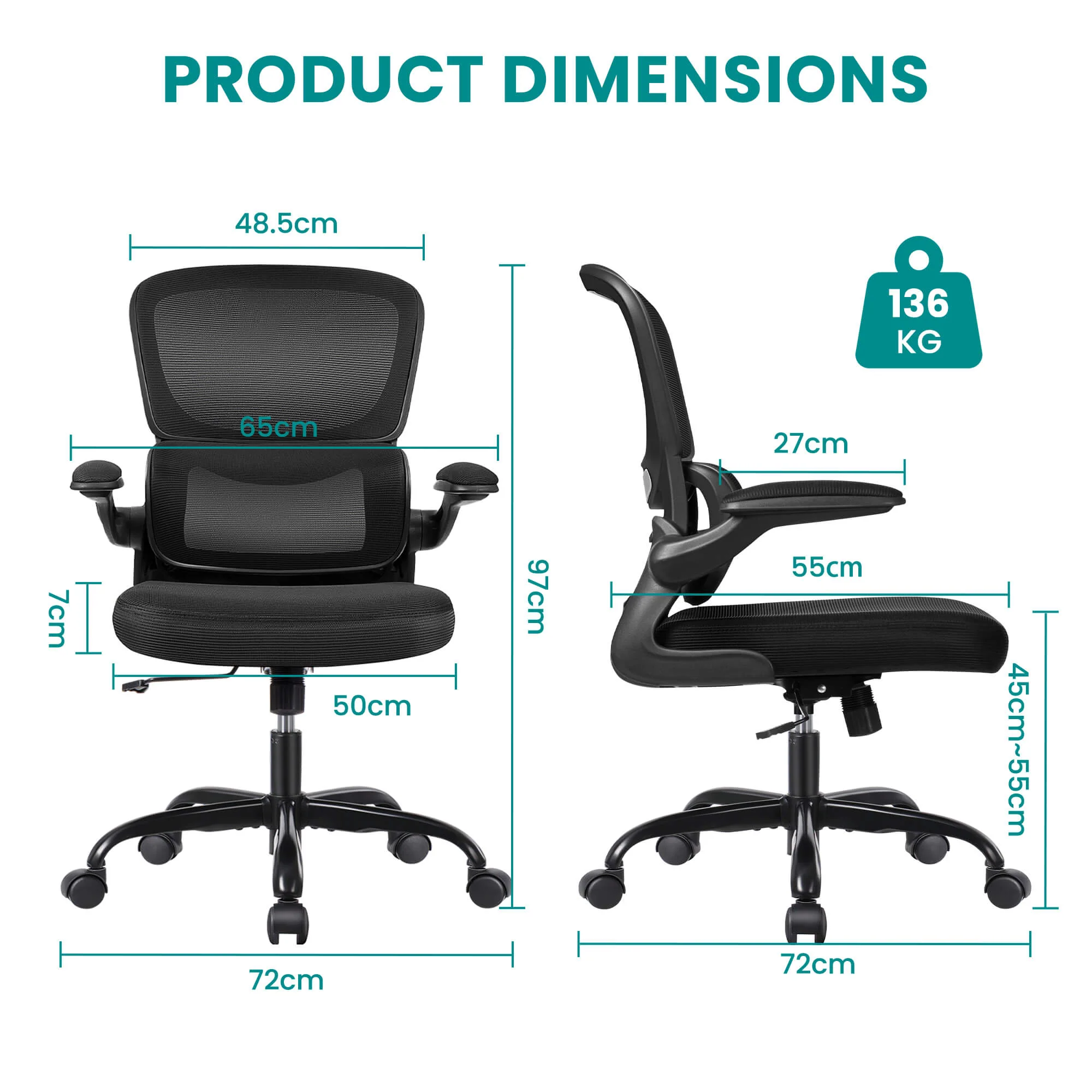 Ergonomic Office Chair with Lumbar Support and Adjustable Armrests 2202 - Image 8