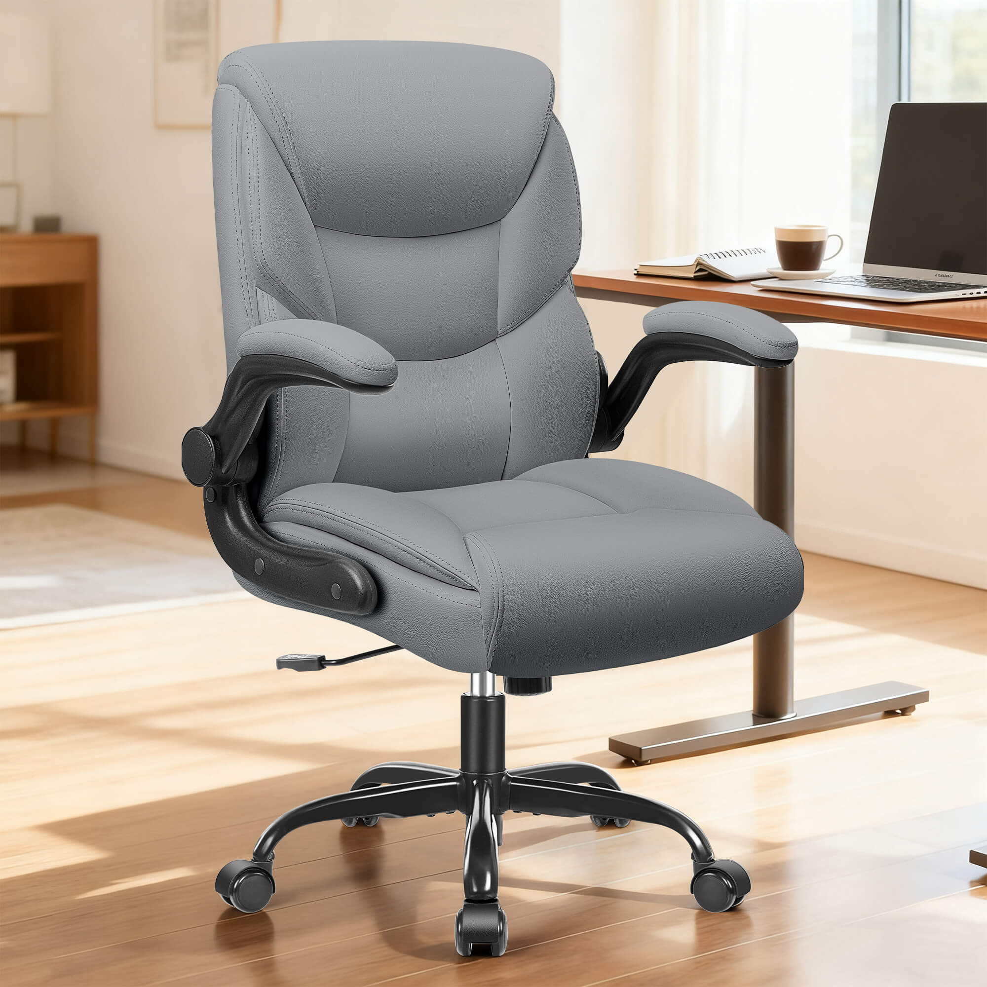 Ergonomic PU Office Chair with Flip-Up Arms & Adjustable Height MP260 - Image 3