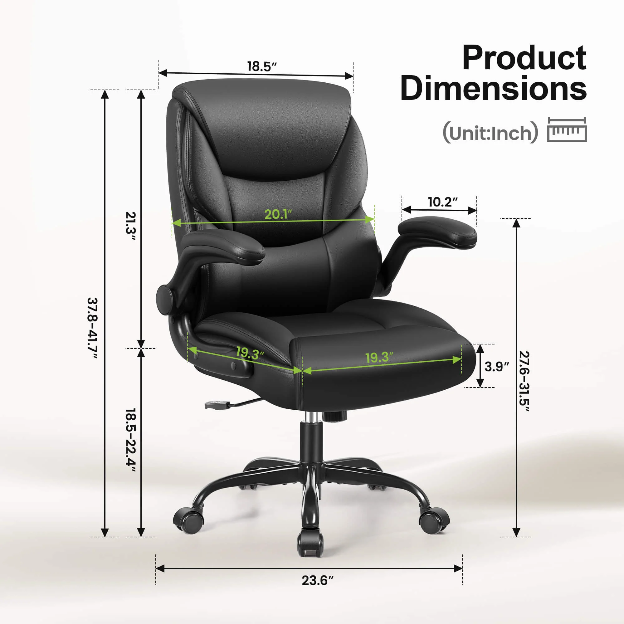 Ergonomic PU Office Chair with Flip-Up Arms & Adjustable Height MP260 - Image 6