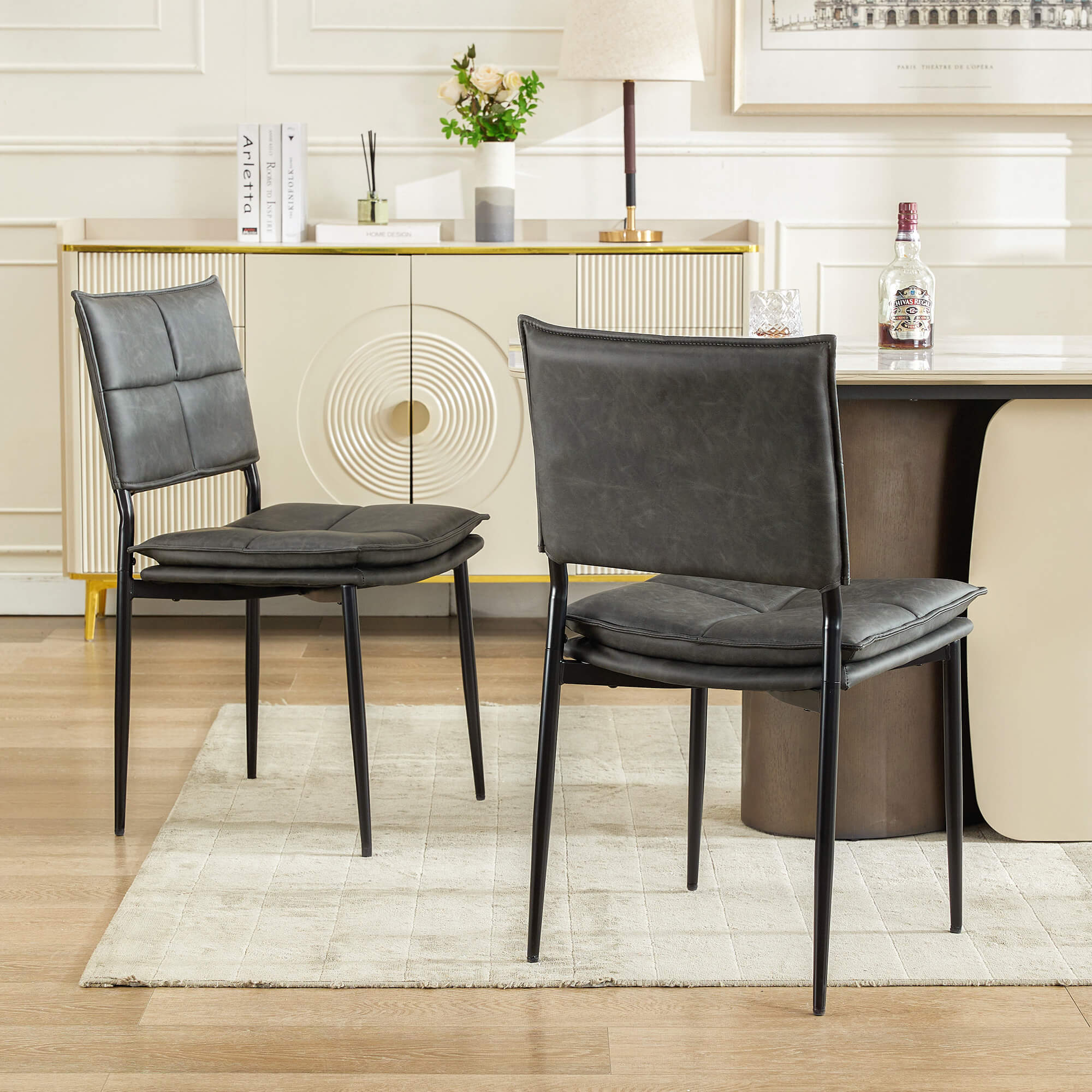 Faux Leather Dinning Chairs Set of 2 - Image 4