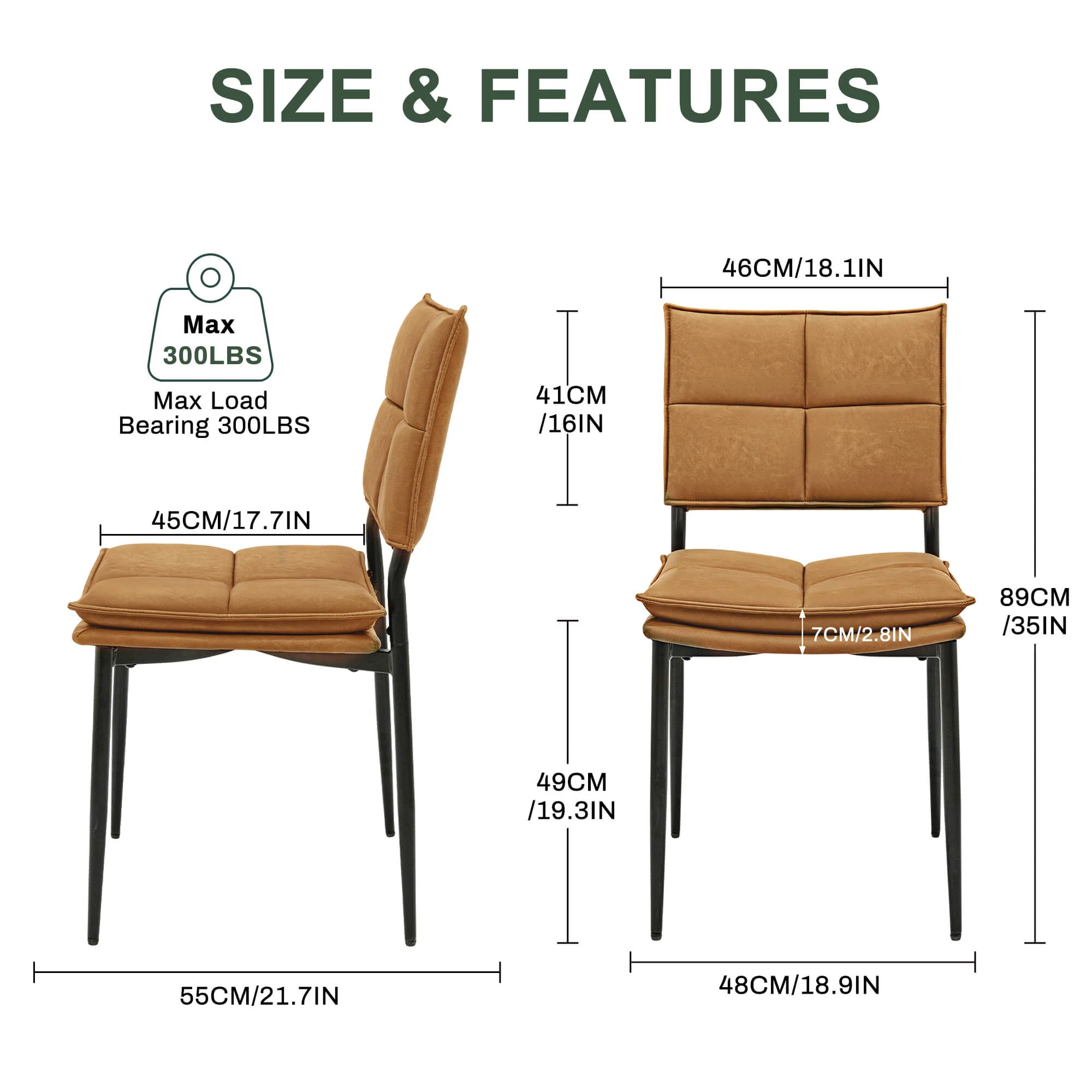 Faux Leather Dinning Chairs Set of 2 - Image 5