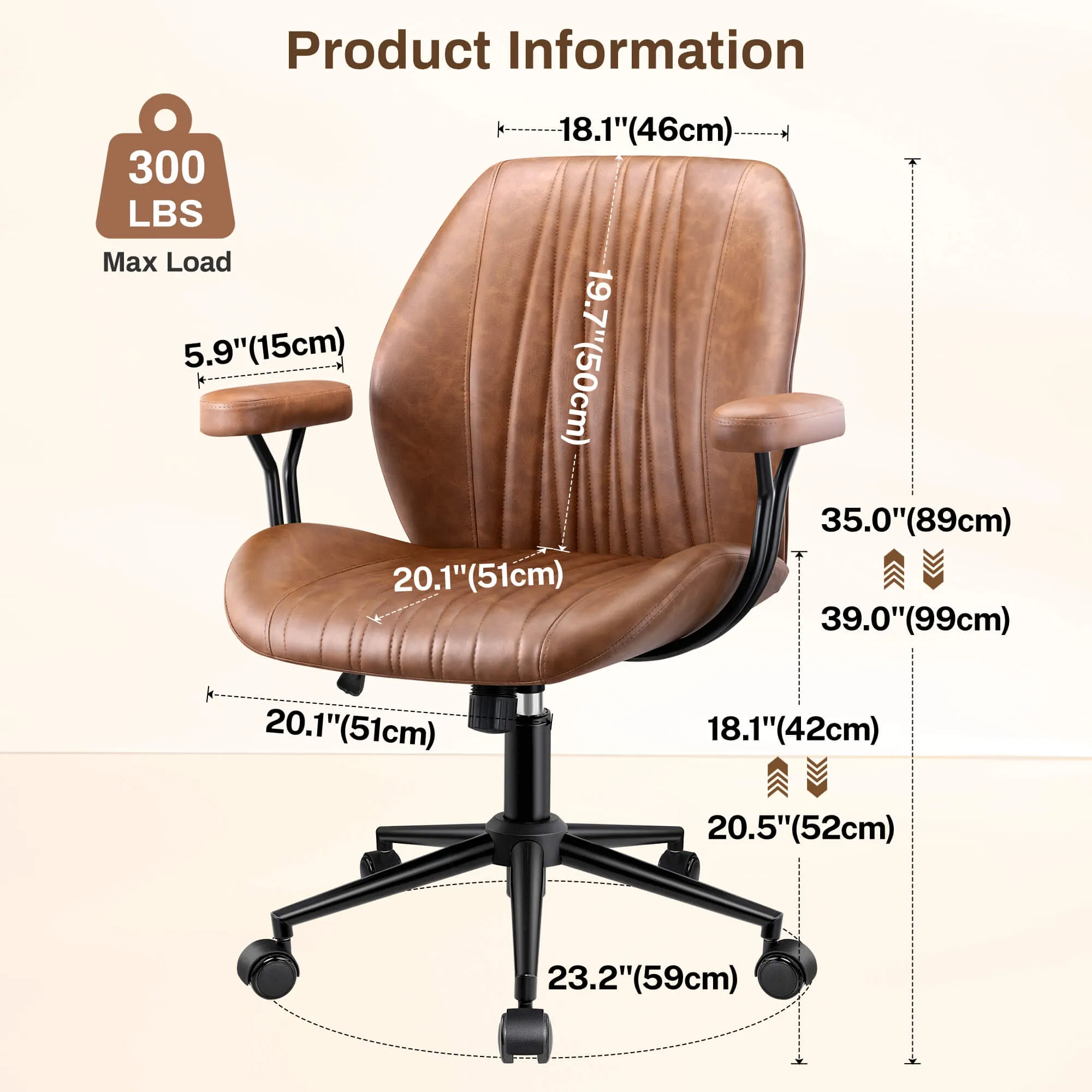 High Back Suede Office Chair Adjustable Home Desk Chair with Lumbar Support - Image 8