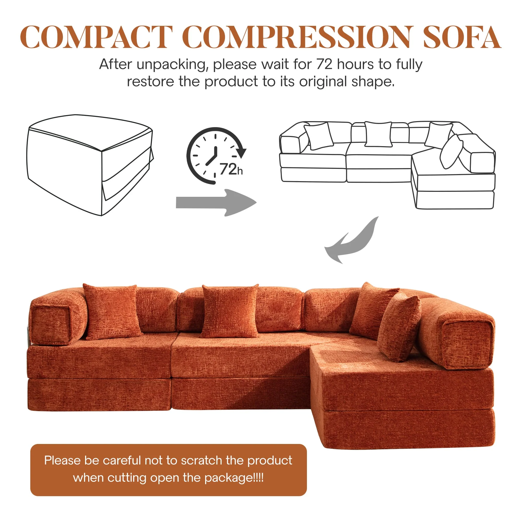 L-Shaped 106.3" W Modular Sectional Sofa Couch - Image 14