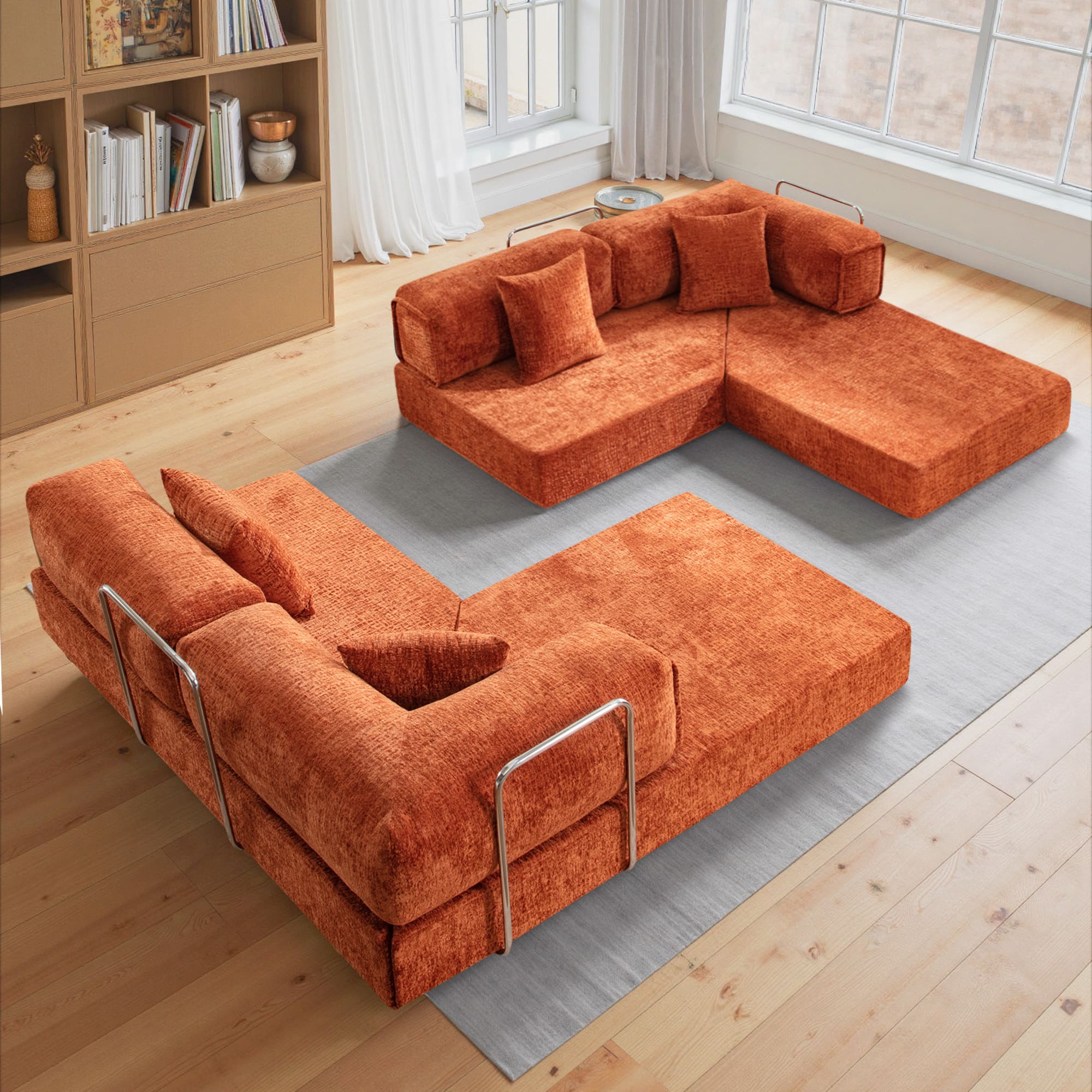 L-Shaped 106.3" W Modular Sectional Sofa Couch - Image 4