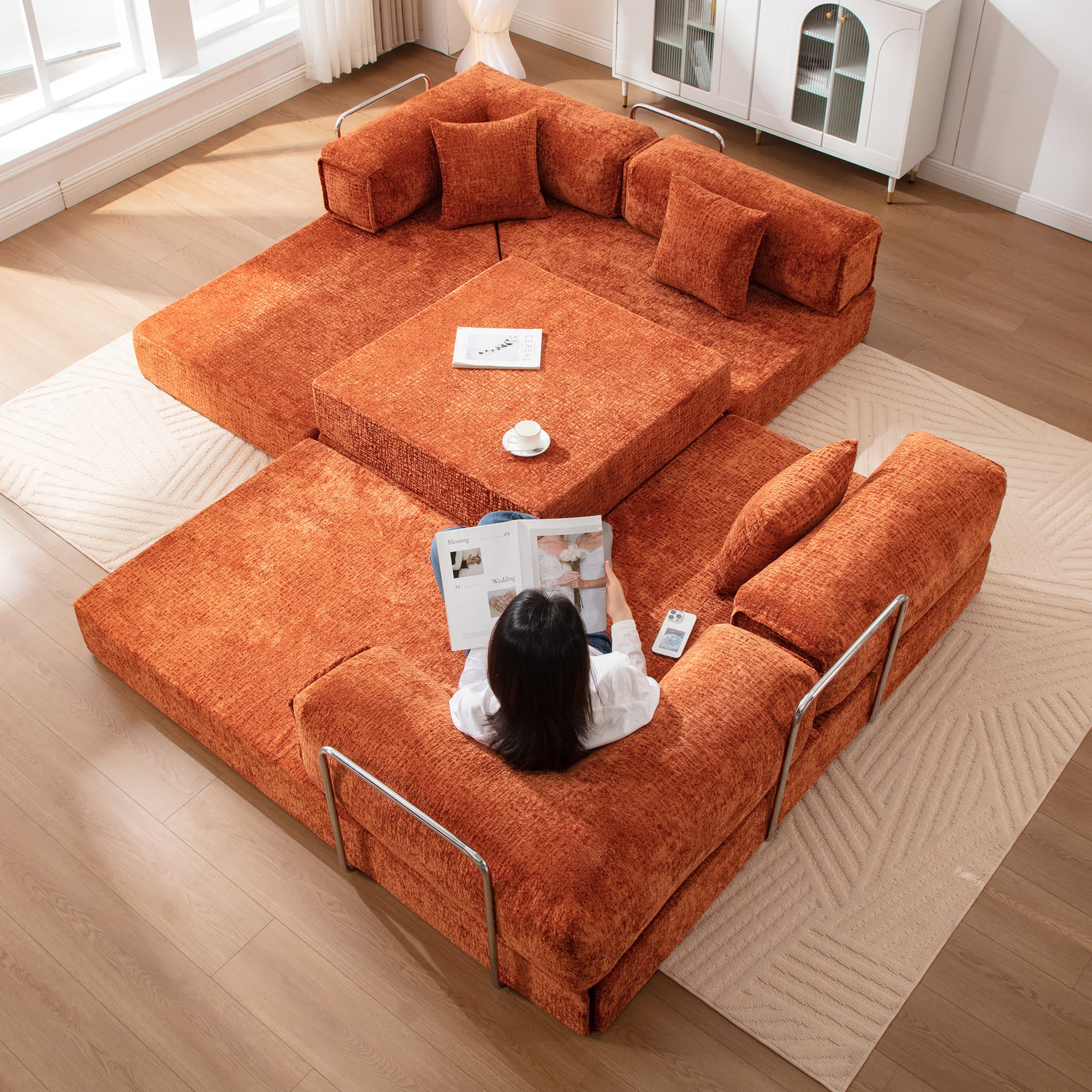 L-Shaped 106.3" W Modular Sectional Sofa Couch - Image 8