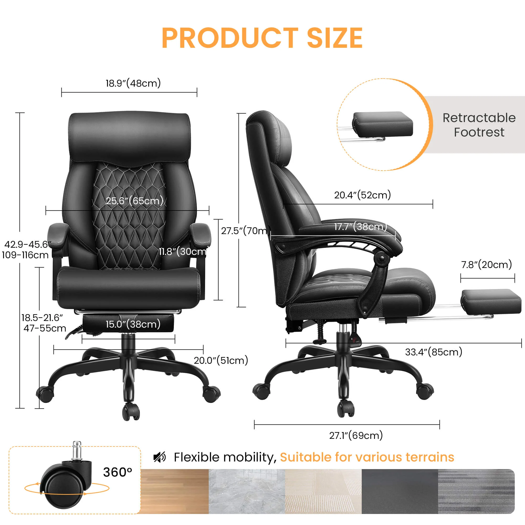 Mid-Back Leather Ergonomic Executive Office Chair with Lumbar Support 488 - Image 4