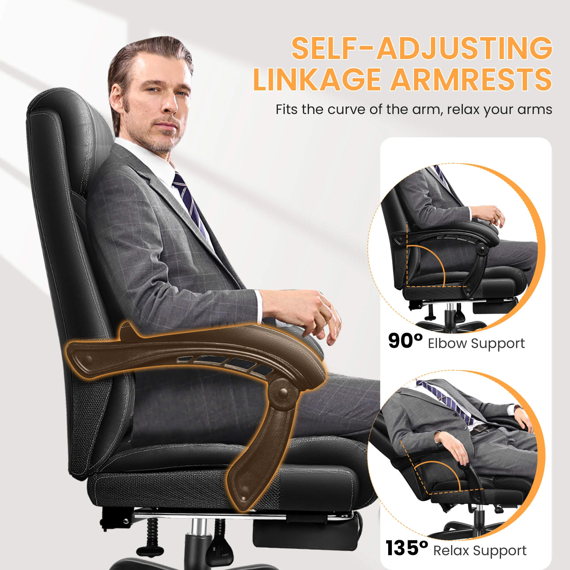 Mid-Back Leather Ergonomic Executive Office Chair with Lumbar Support 488 - Image 5