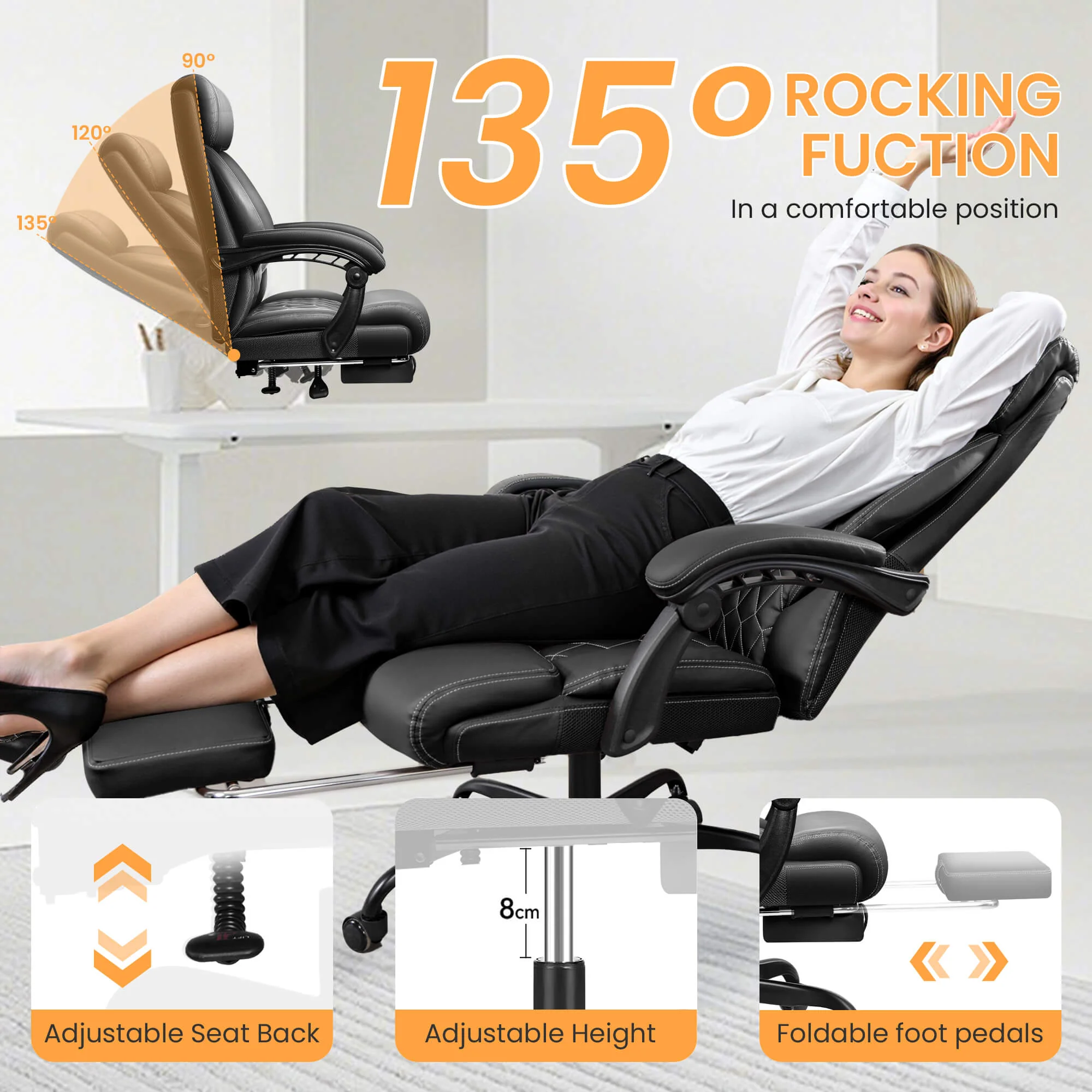 Mid-Back Leather Ergonomic Executive Office Chair with Lumbar Support 488 - Image 6