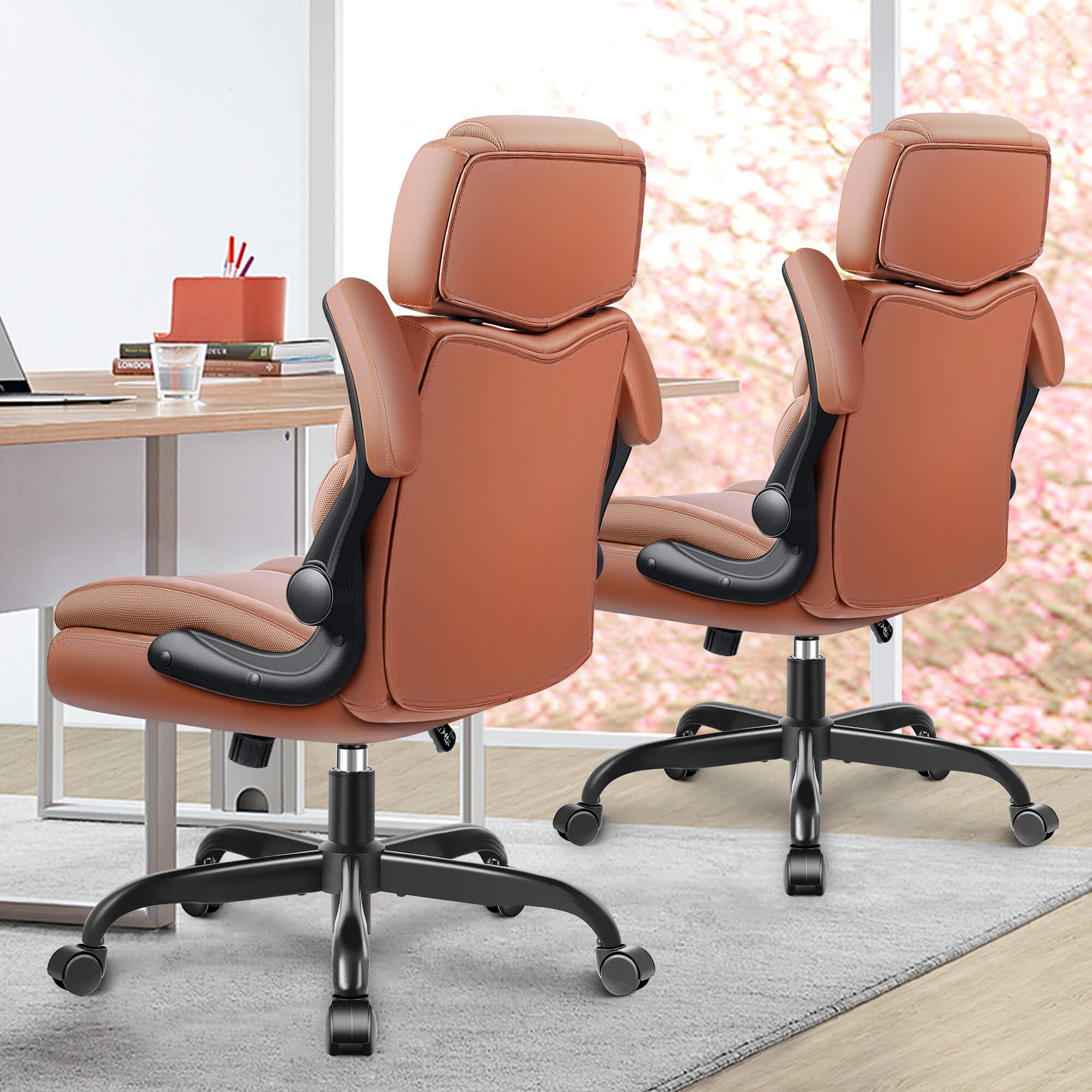 Mid-Back Leather Ergonomic Executive Office Chair with Lumbar Support 688 - Image 3