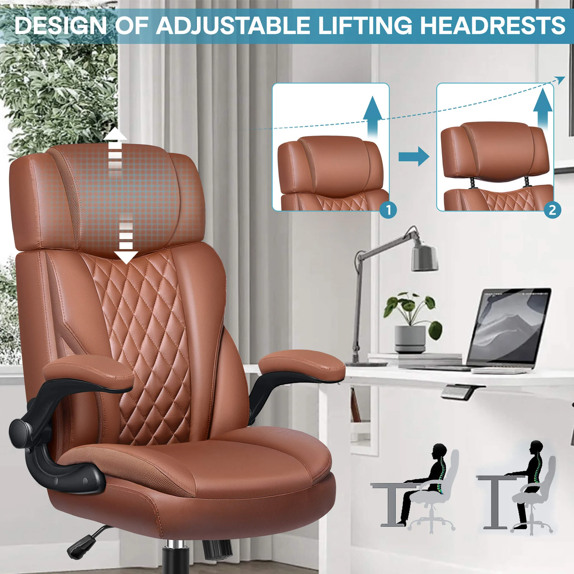 Mid-Back Leather Ergonomic Executive Office Chair with Lumbar Support 688 - Image 4