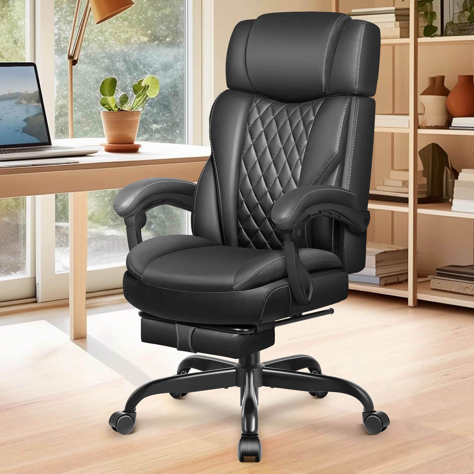Mid-Back Leather Ergonomic Executive Office Chair with Lumbar Support 688 - Image 6
