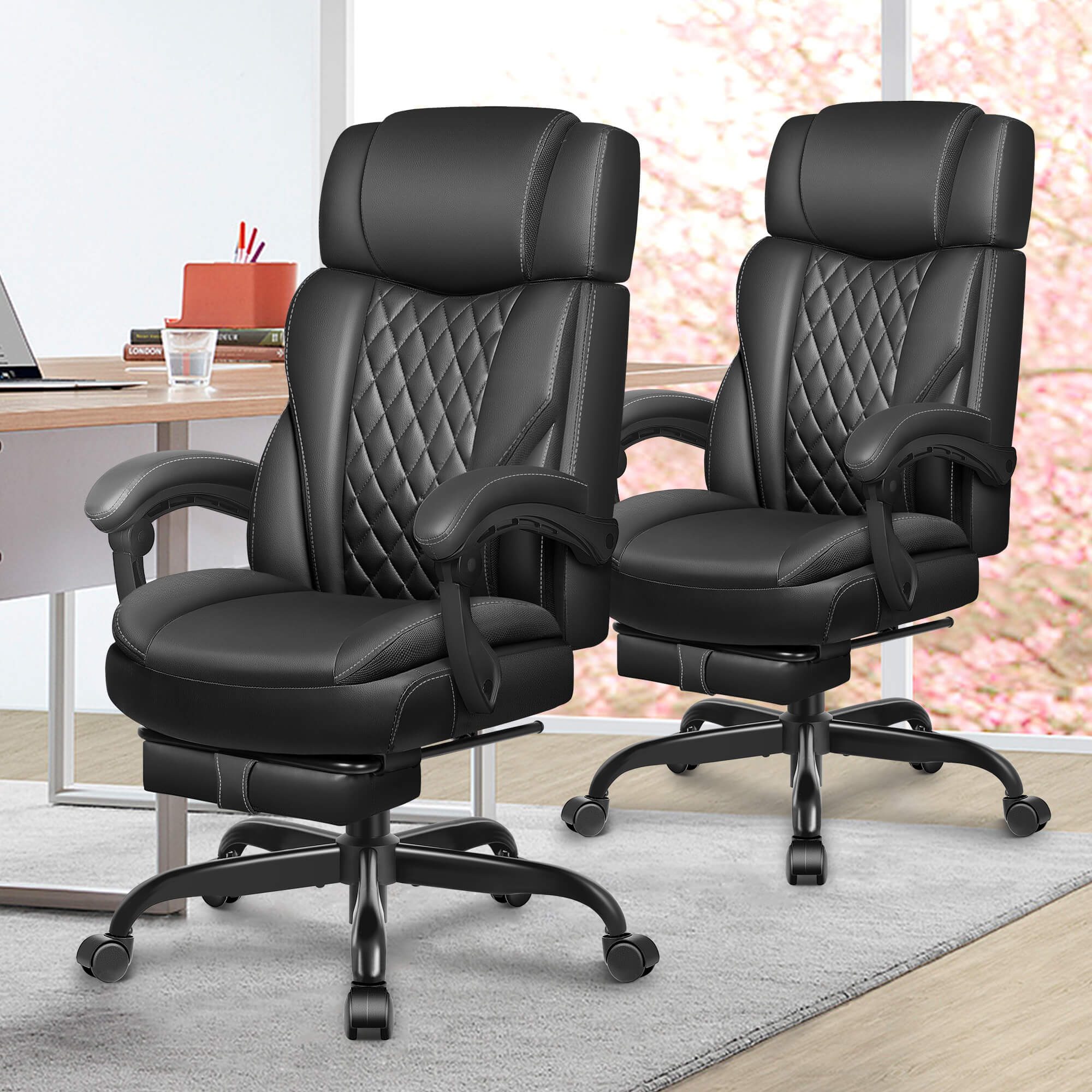 Mid-Back Leather Ergonomic Executive Office Chair with Lumbar Support 688 - Image 8
