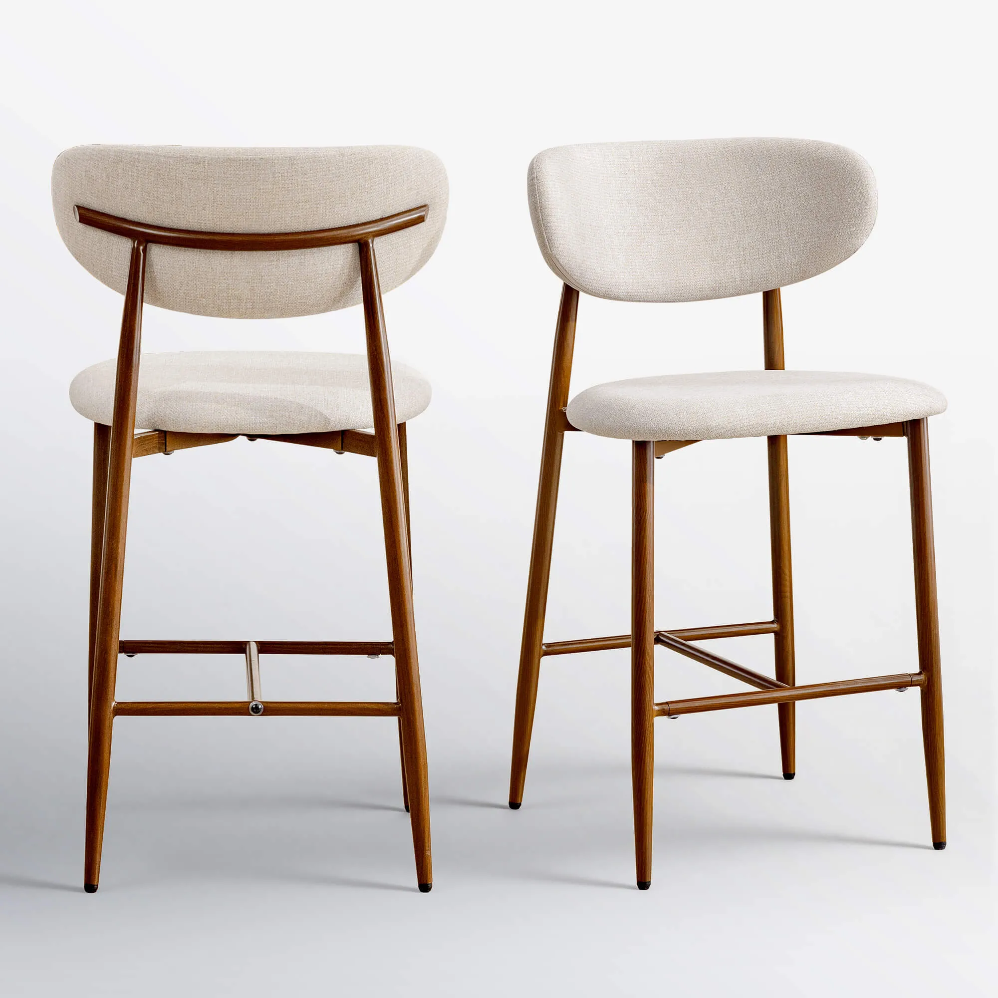Modern Upholstered Counter Height Bar Stools Set of 2 with Solid Wood Legs - Image 12