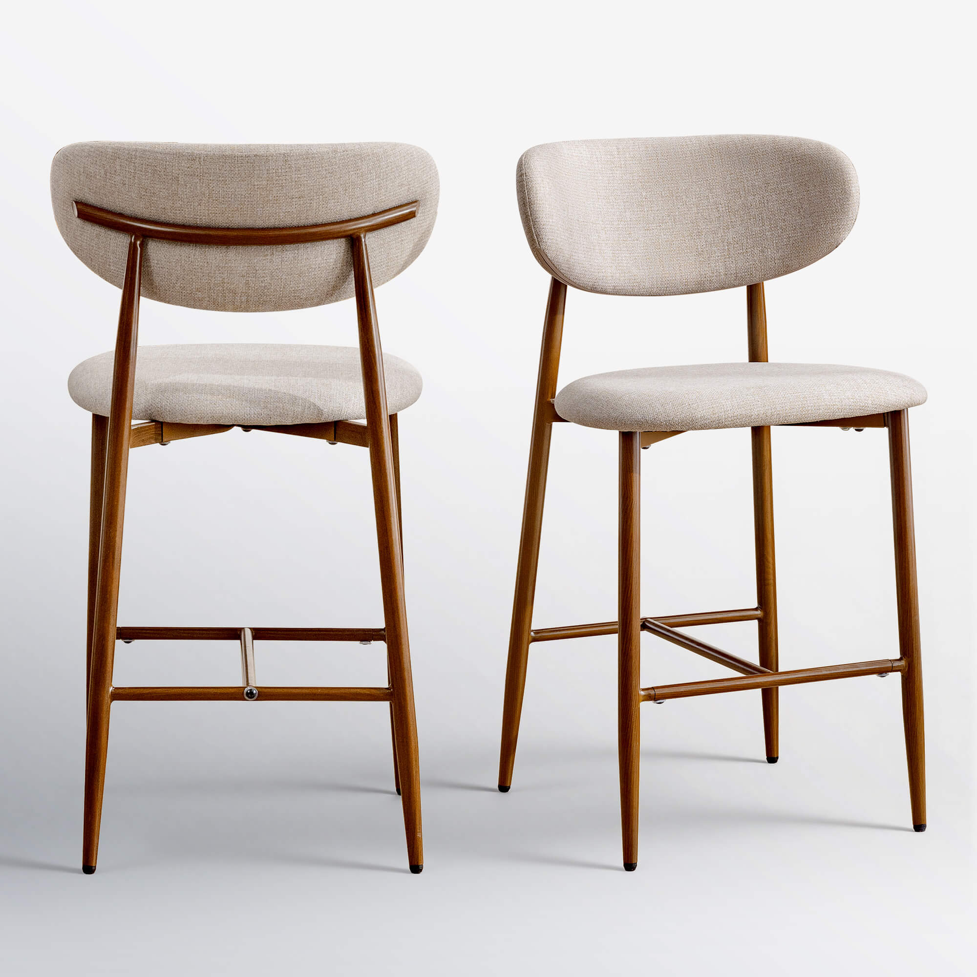 Modern Upholstered Counter Height Bar Stools Set of 2 with Solid Wood Legs - Image 9